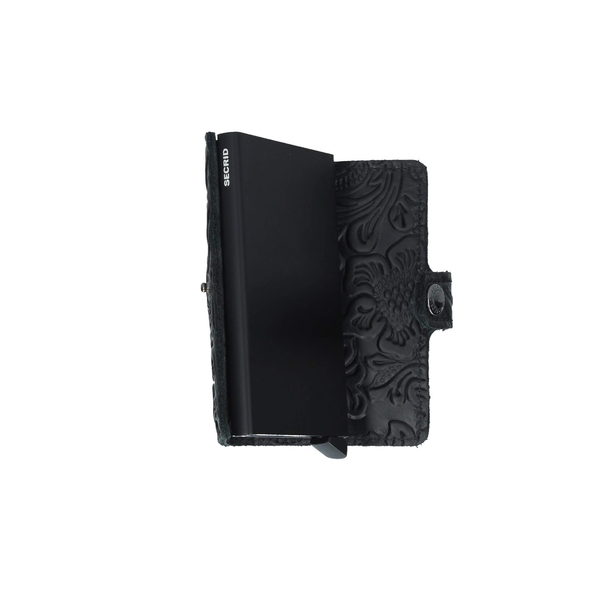 Secrid Miniwallet Black Ornament Wallet SC6332 - Slim RFID Blocking Leather Card Holder for Men & Women - Perfect for Travel, Business & Everyday Use