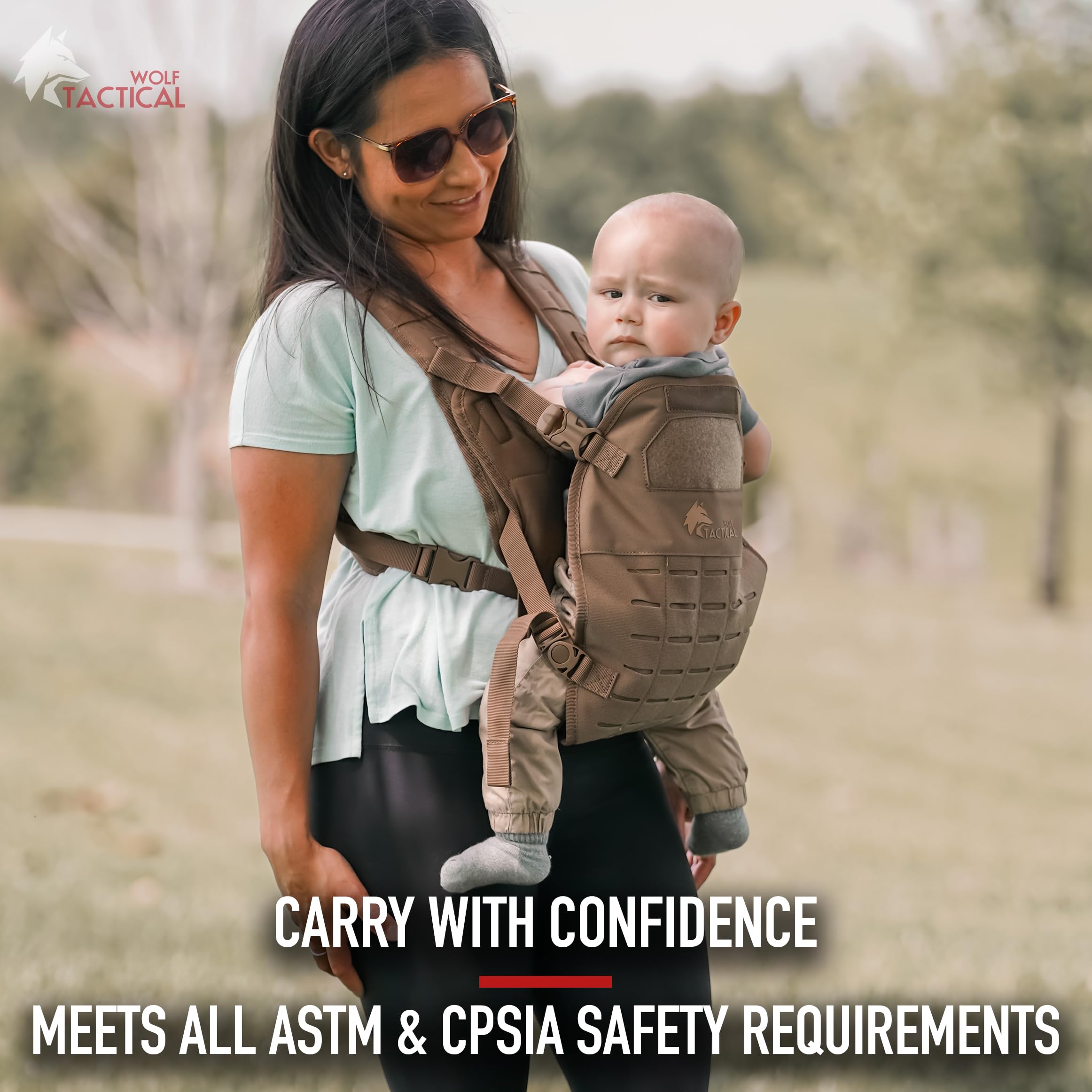 WOLF TACTICAL Military-Grade Baby Carrier for Men - Adjustable Infant & Toddler Carrier for Dads - Perfect for Hiking, Travel & Everyday Parenting
