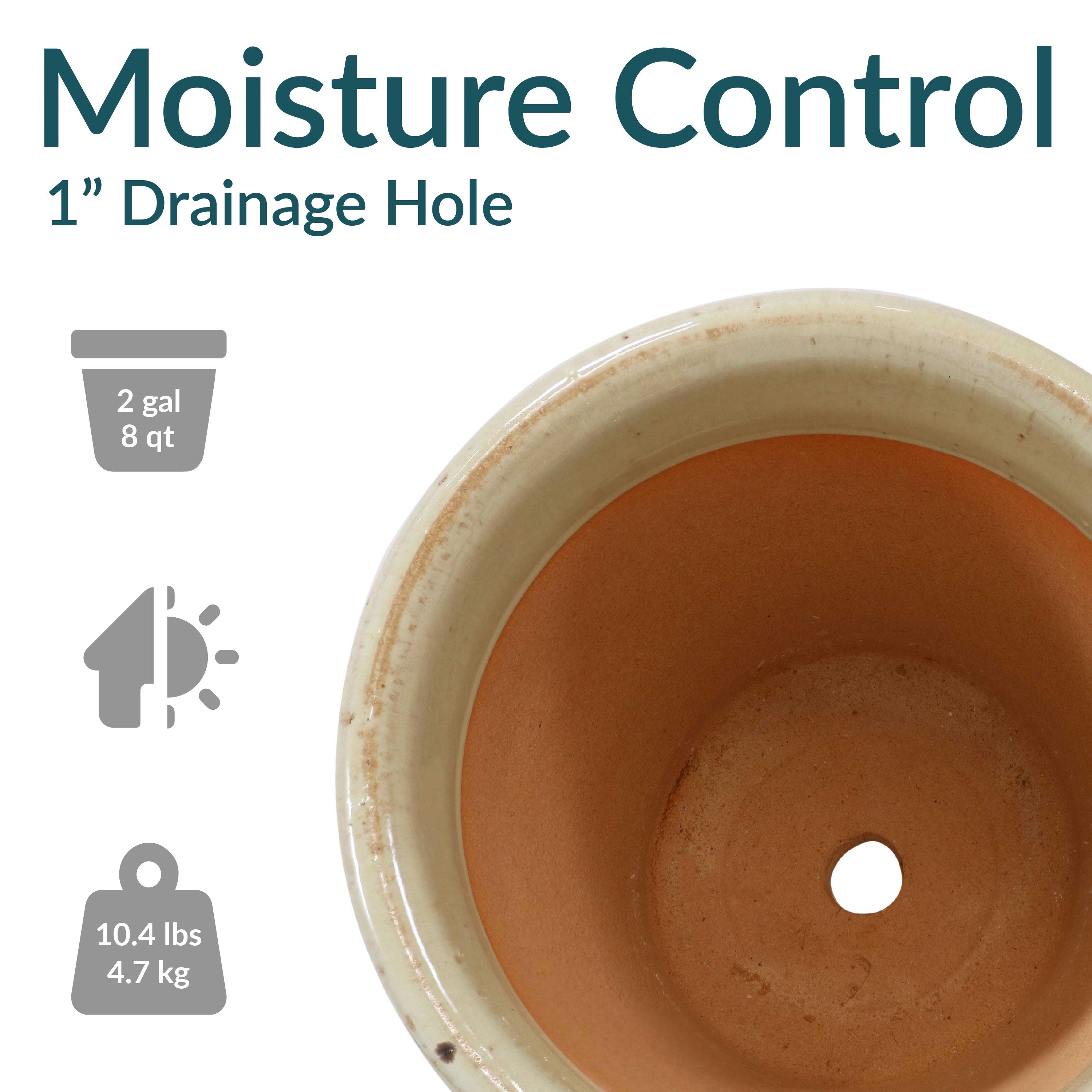 Premium Glazed Ceramic Plant Pots with Drainage Holes - Set of 2 Indoor/Outdoor Flower Planters for Home Decor, Garden & Patio