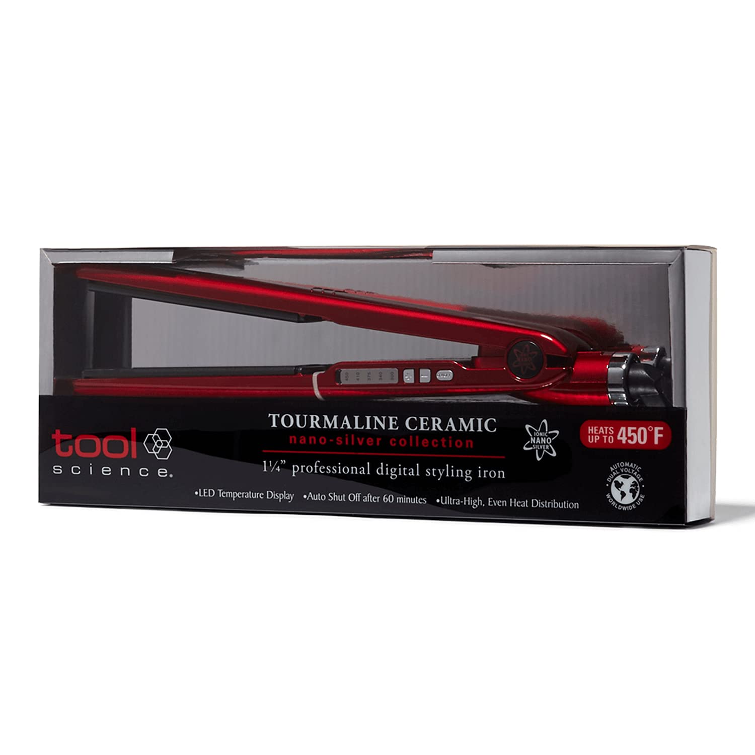 Professional Digital NanoSilver Flat Iron - 1.25 Inch Ceramic Hair Straightener with Adjustable Temperature (140°F-450°F) for Smooth, Shiny & Frizz-Free Hair - Perfect for Home Use, Salon Styling & Travel