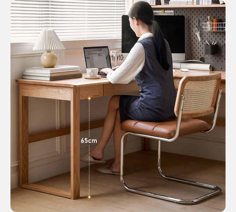 Solid Oak Wood L-Shaped Corner Office Desk - Modern Home & Office Workspace Solution for Productivity & Comfort