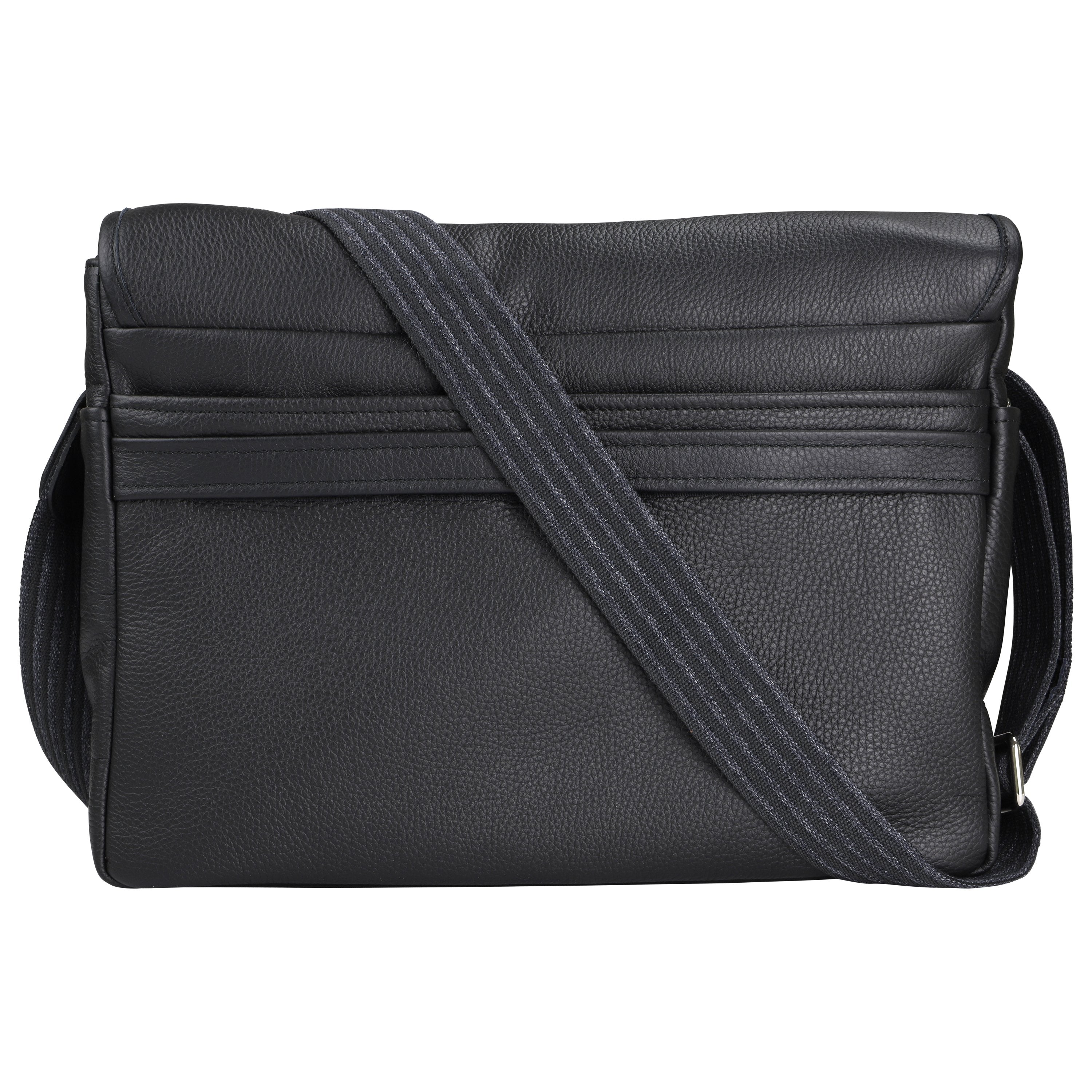 Oberwerth William Large Leather Camera Bag & Business Briefcase - Black with Red Lining | Professional DSLR Camera Case & Work Laptop Bag for Photographers & Business Travel