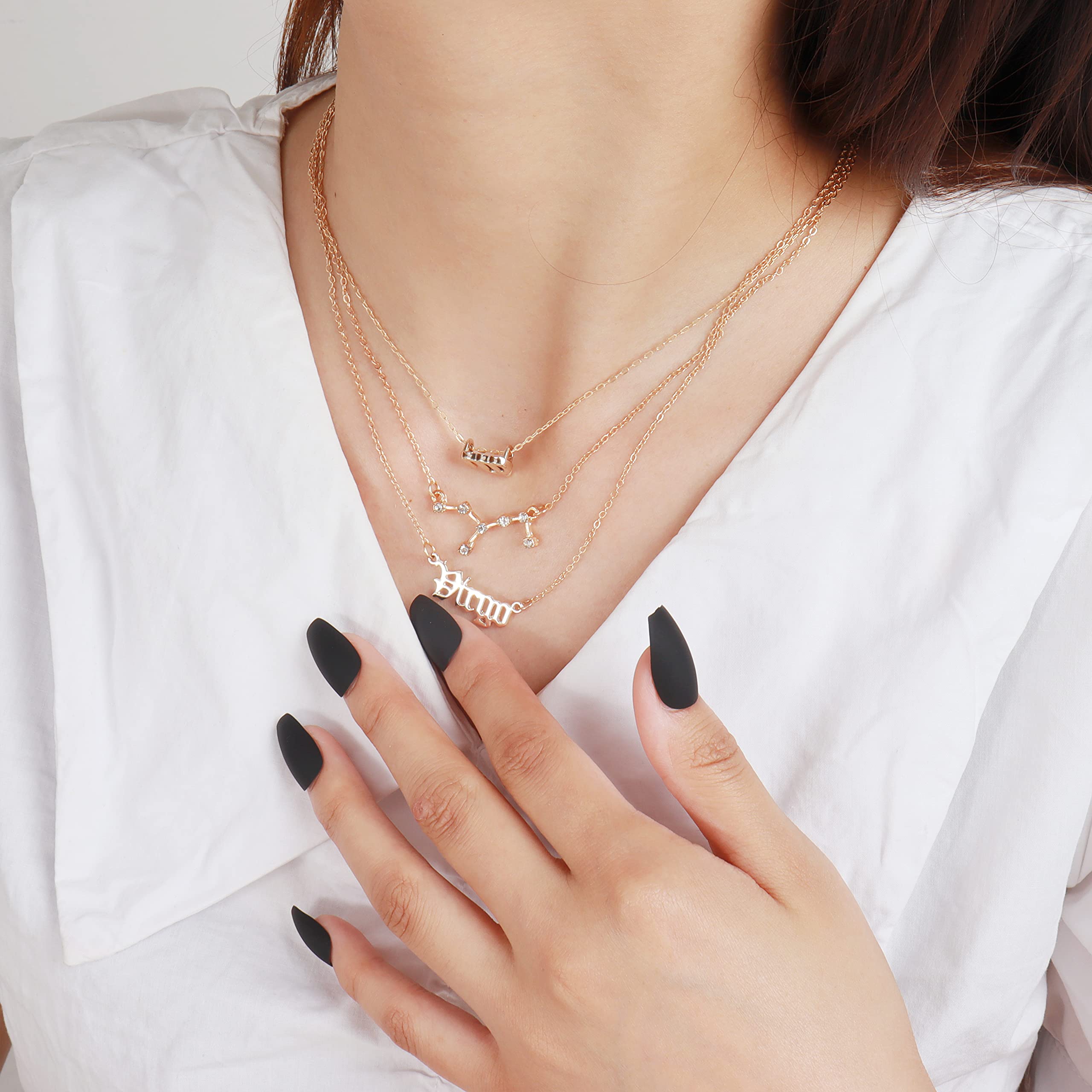 12 Constellation Necklaces for Women - Zodiac Sign Gifts Set of 3, Trendy Stocking Stuffers & Birthday Presents - Perfect for Daily Wear, Special Occasions & Astrology Lovers