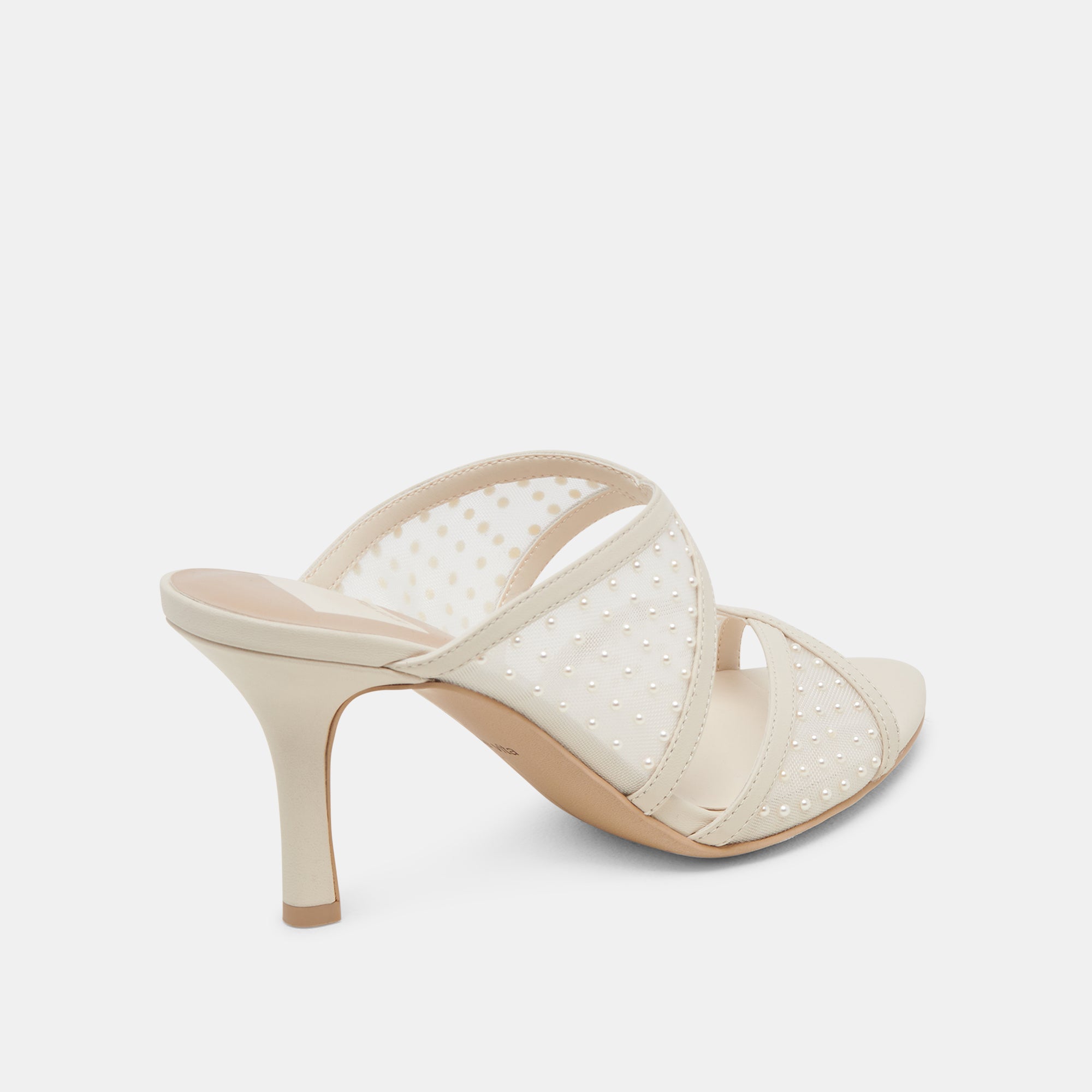 MANDEL PEARL HEELS IVORY MESH - Elegant Women's High Heels for Weddings, Parties & Special Occasions