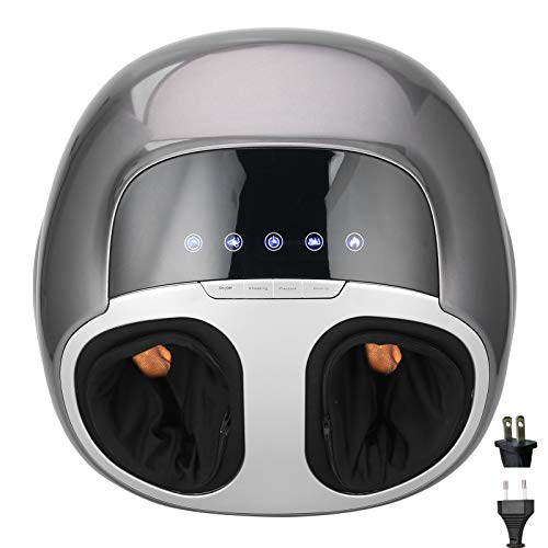 Relaxing Gray Shiatsu Foot Massager with Heat & Air Pressure - Adjustable Kneading Machine for Home & Office Use - Perfect for Stress Relief & Foot Pain Relief After Work or Travel