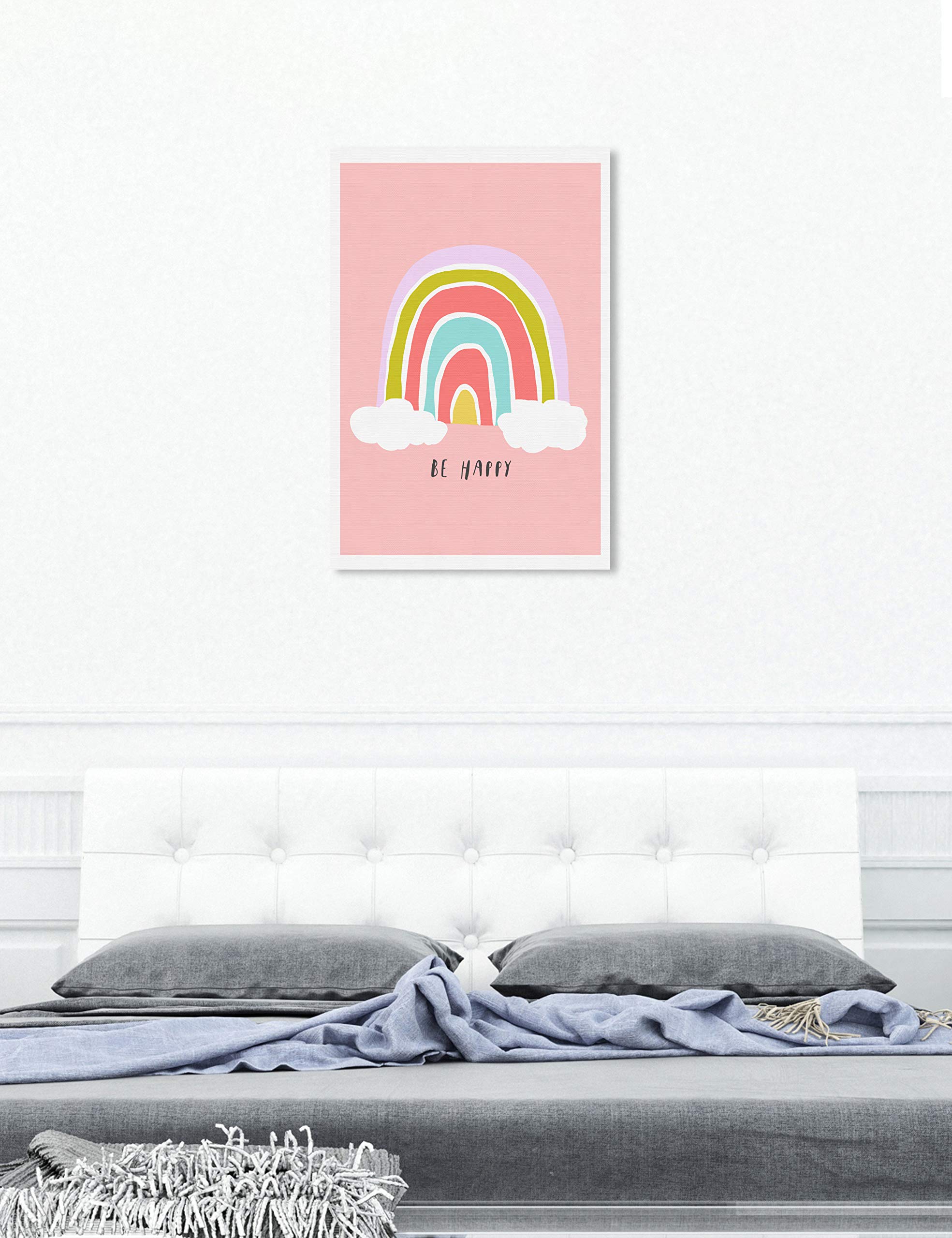 Oliver Gal Artist Co. 'Be Happy Rainbow' Typography Wall Art Canvas Print - 30