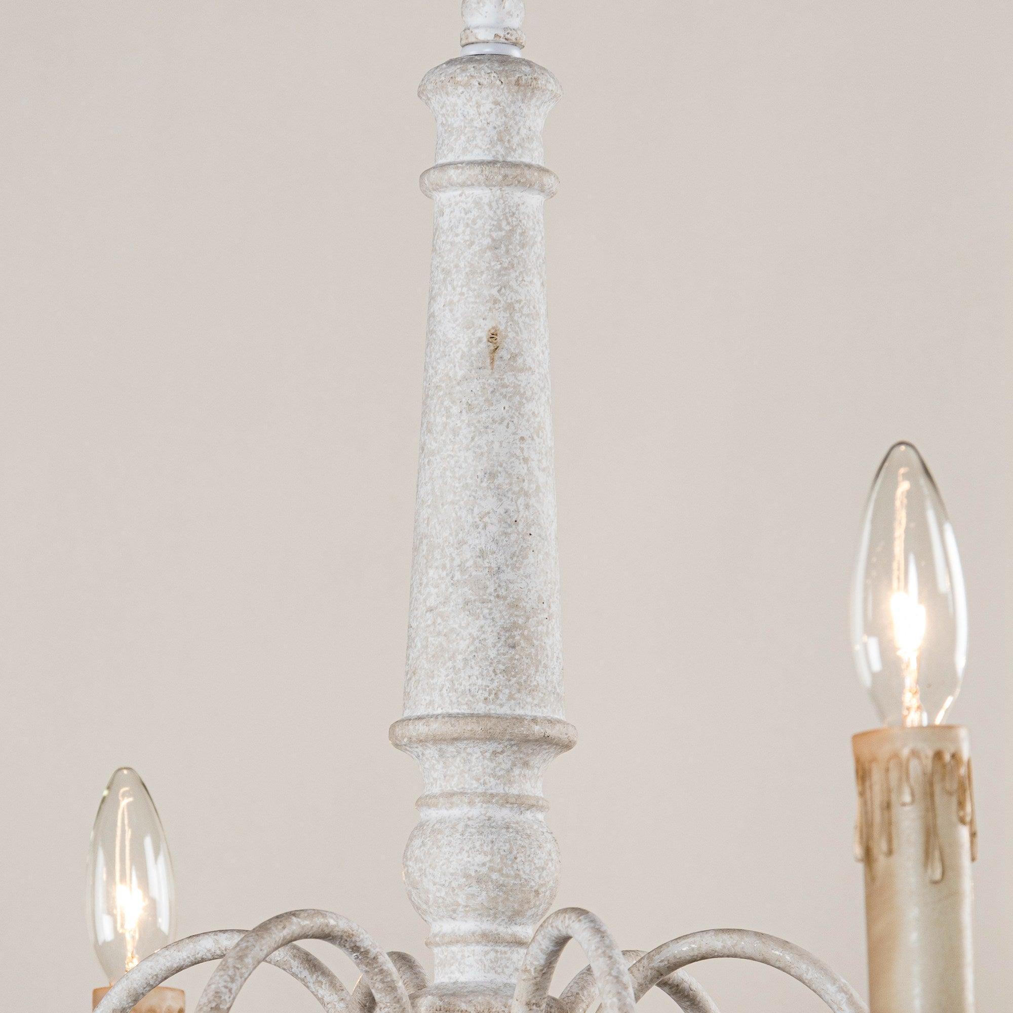6-Light French Country Candle Style Chandelier in Distressed Finish - Rustic Farmhouse Lighting for Dining Room, Bedroom, or Entryway
