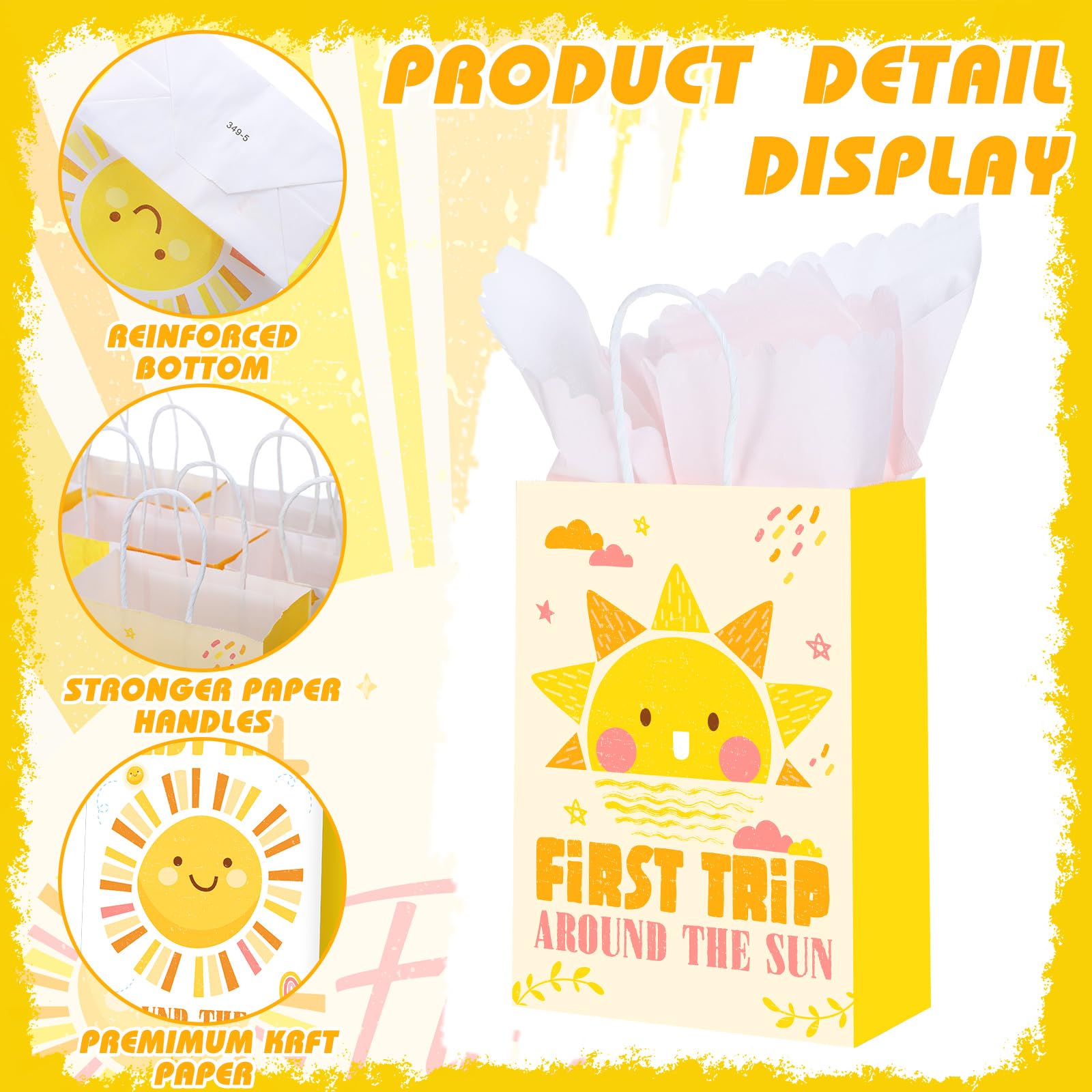 Glenmal 24pcs 1st Birthday Party Favors Bags - Boho Sun Decor for Kids