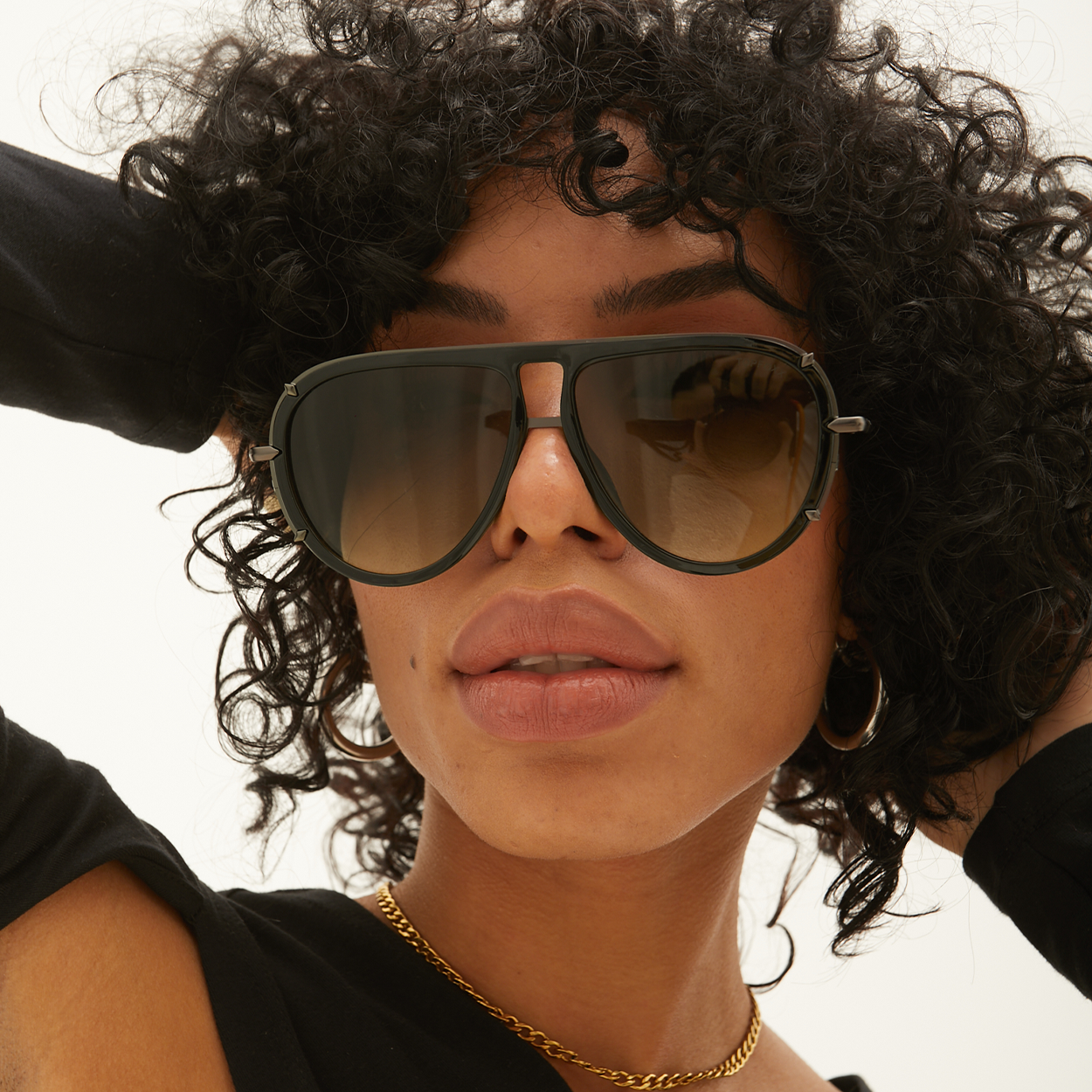 Ivy Luxe Olive Round Aviator Sunglasses - Tangle-Free, Polarized, UV Protection - Perfect for Driving, Beach, and Outdoor Activities