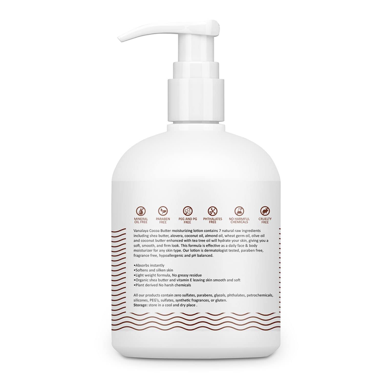 Vanalaya Cocoa Butter & Shea Butter Moisturizing Lotion with Vitamin E & Coconut Oil - Deep Hydration for Dry Skin on Face & Body - 300ml - Perfect for Daily Skincare & After-Sun Care