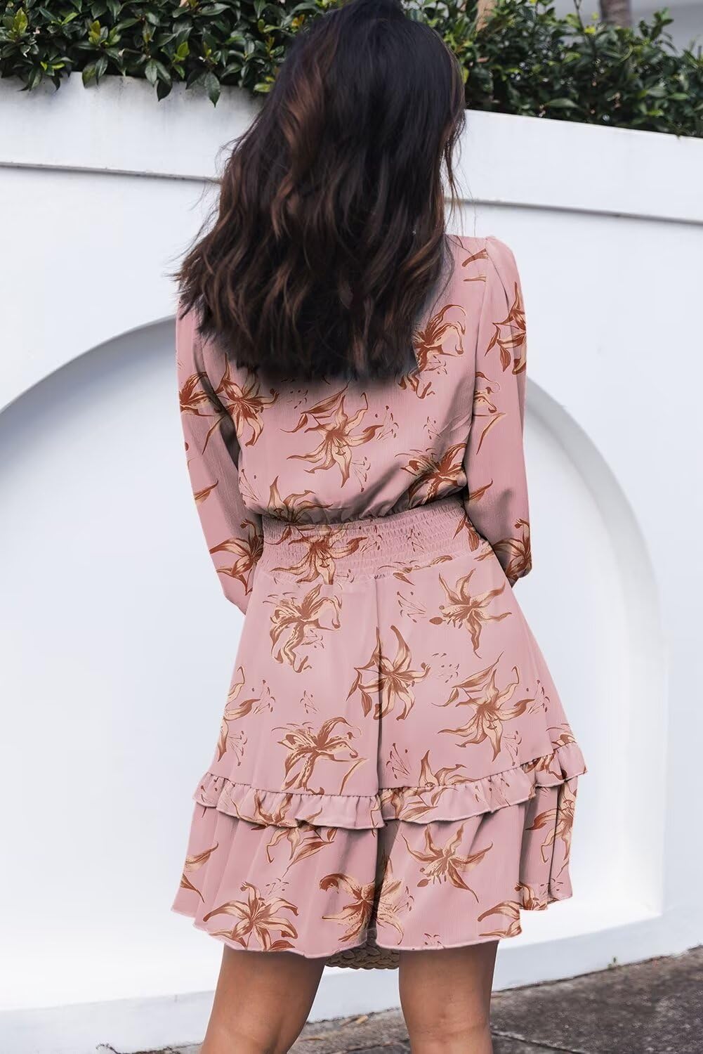 Dokotoo Women's Elegant Deep V Neck Knotted Tiered Chiffon Mini Skater Dress for Spring Summer 2025 | Casual Swing Dress for Party, Date Night & Vacation