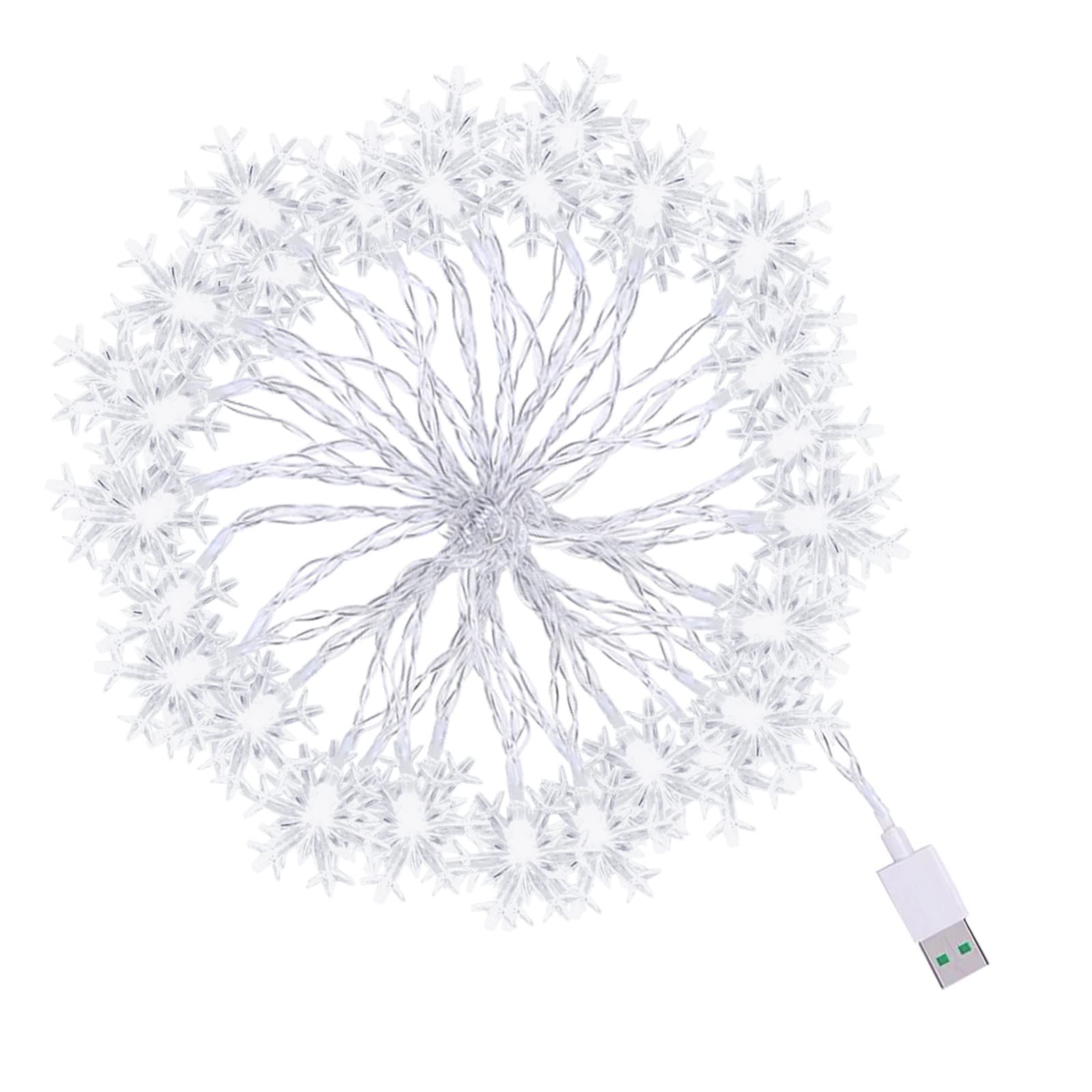 Solar Snowflake String Lights - 19.69ft 40 LED Fairy Lights for Indoor & Outdoor Christmas Decorations | Waterproof Garden Party, Patio, Bedroom, Tree Decor | Warm White Solar Powered Lights for Holiday, Wedding, Home Decor