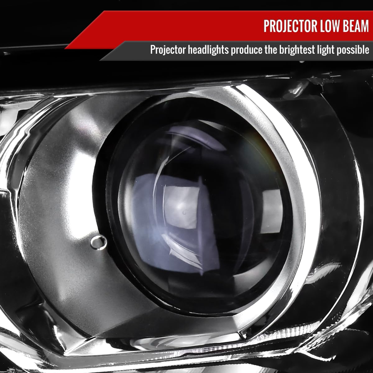 Black LED DRL Bar Projector Headlights for 2015-2020 Models - Left & Right Pair - Upgrade Your Car's Style & Visibility for Night Driving & Off-Road Adventures