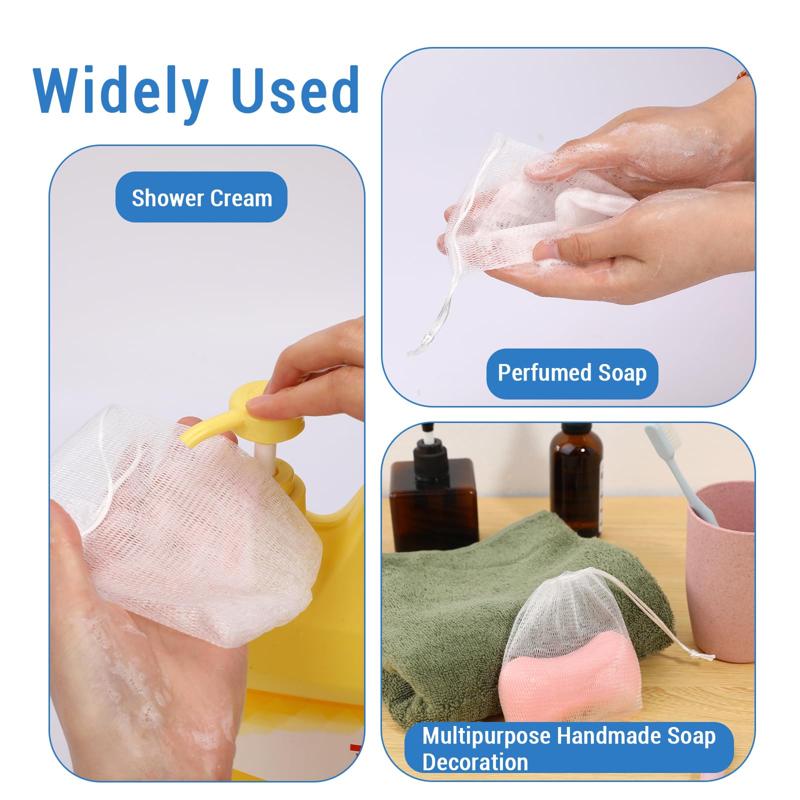 Mozeat 20-Pack Exfoliating Mesh Soap Saver Bags with Drawstring - Reusable Soap Pouch for Handmade Soap, Bath & Shower | Creates Rich Lather, Extends Soap Life, Perfect for Travel & Eco-Friendly Bathing