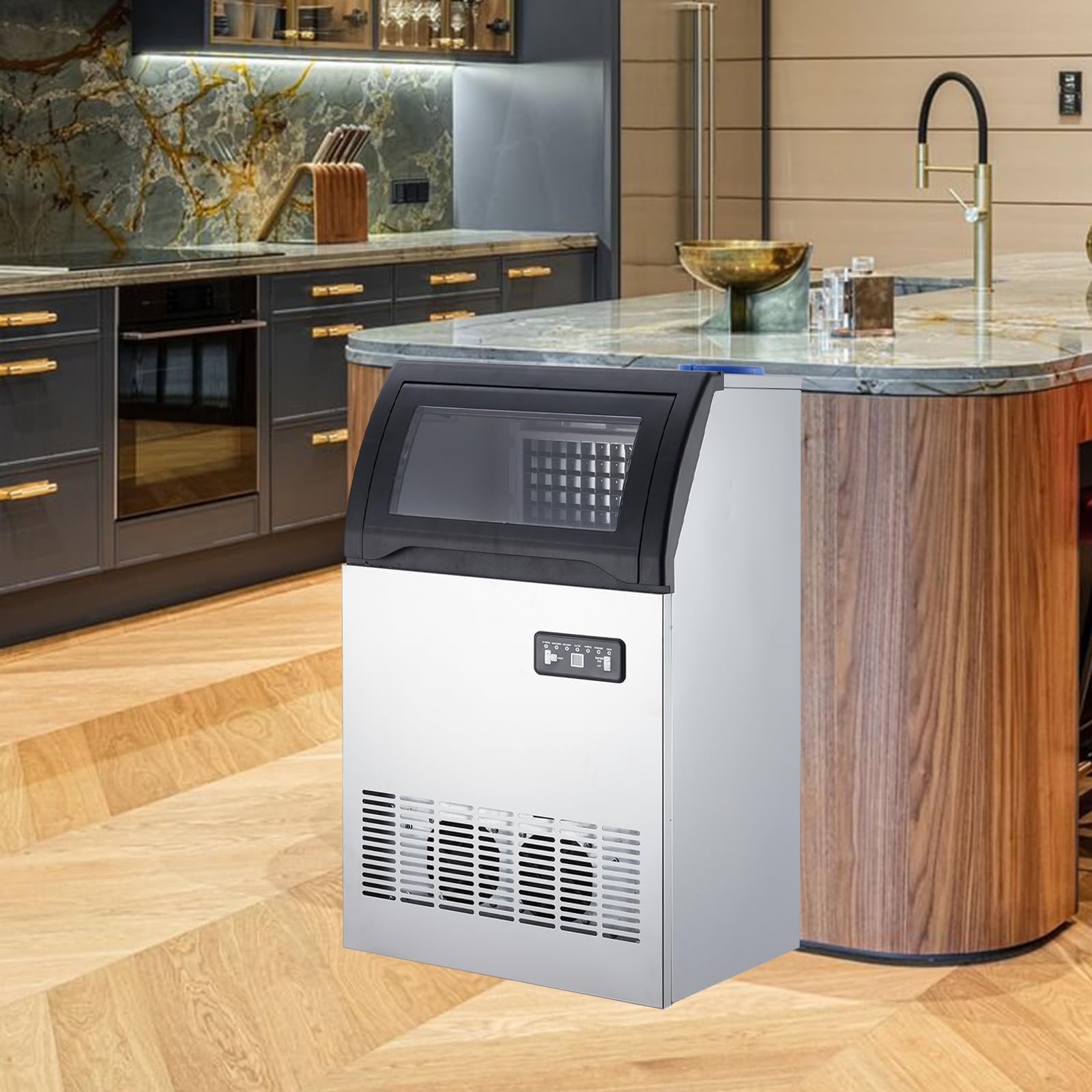 Commercial Ice Maker Machine 120 LBS/24H, Under Counter Ice Machine with 33LBS Storage Bin, Stainless Steel Large Ice Maker for Home Bar Office Restaurant, Upgraded Compressor, Quick Ice Making - Perfect for Cocktail Parties, Coffee Shops, and Commercial Kitchens