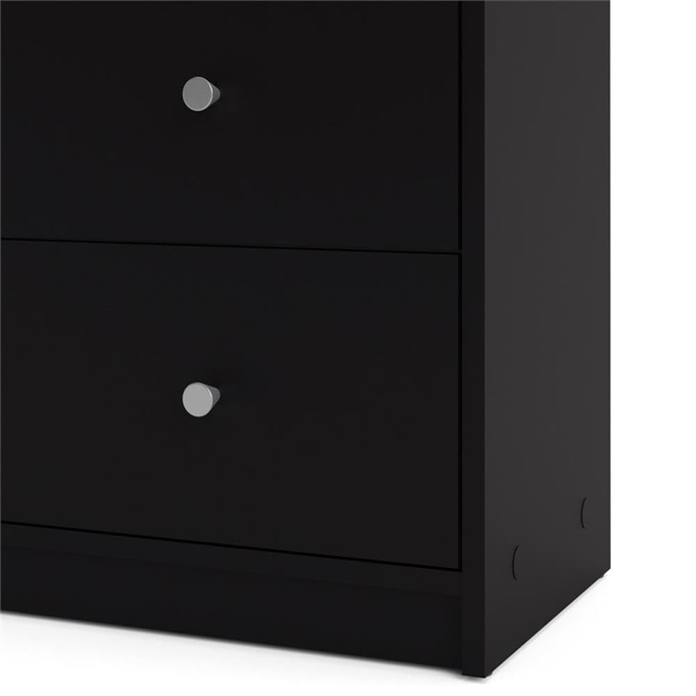 Scandinavian Modern 3-Piece Bedroom Set - Engineered Wood Dresser, Nightstand & Chest with Pewter Handles | Black Finish | Space-Saving Storage Solution for Small Bedrooms & Apartments