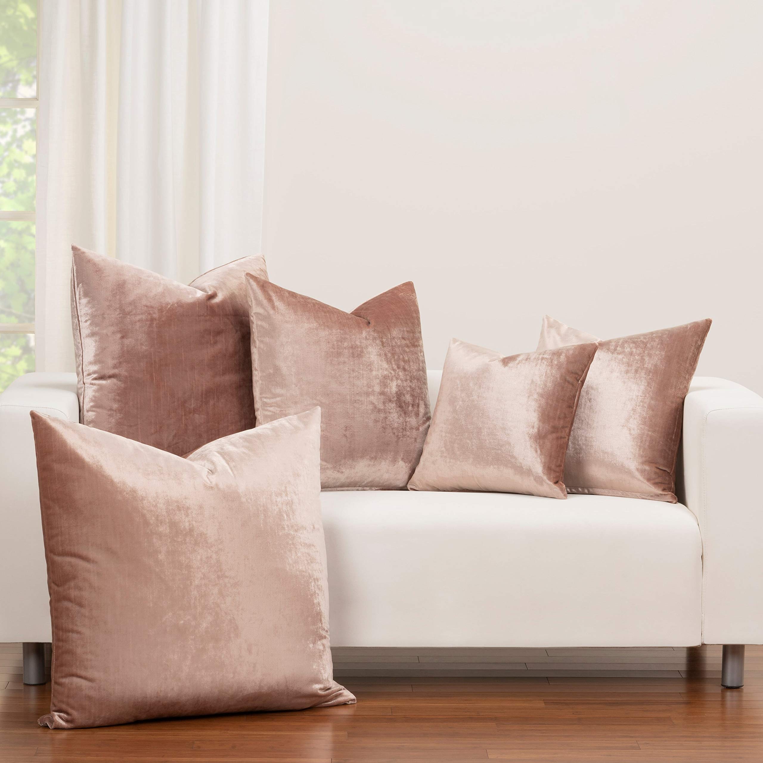 F. Scott Fitzgerald Breakfast in Bed Blush Velvet Throw Pillow 20x20 Inch - Soft Decorative Cushion for Sofa, Bedroom & Living Room - Literary Inspired Home Decor