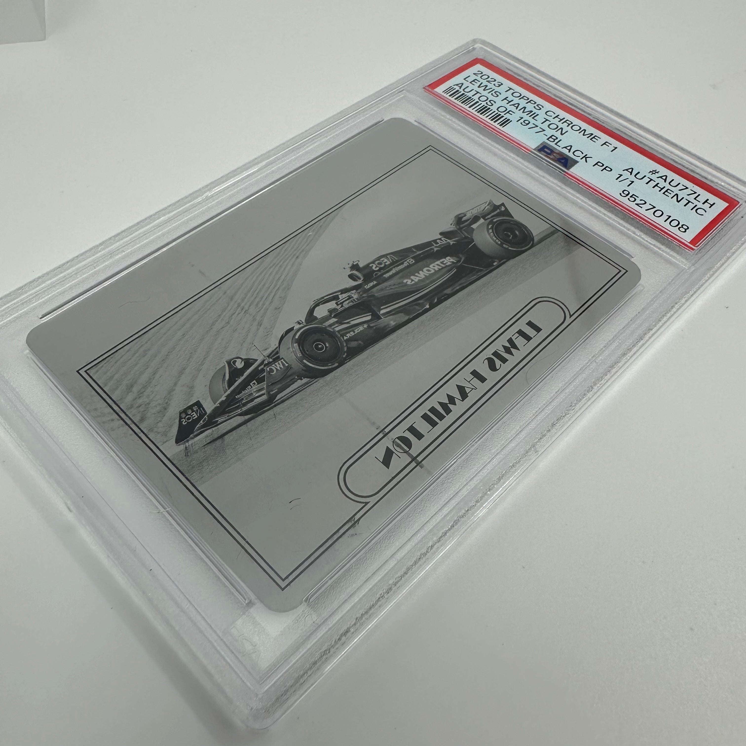 2023 Topps Chrome Lewis Hamilton #AU77 LH Black Printing Plate – Limited Edition F1 Collectible for Racing Fans & Memorabilia Enthusiasts