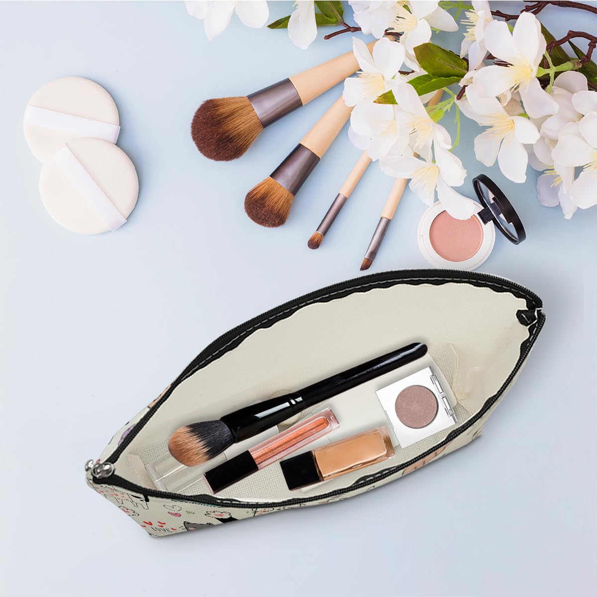 Cute Cat Themed Makeup Bag - Perfect Gift for Cat Lovers, Women, Girls & Teachers | Cat Mom & Cat Lady Gifts for Graduation, Birthday, Christmas & Friendship Appreciation | Waterproof Cosmetic Pouch for Travel, School & Daily Use