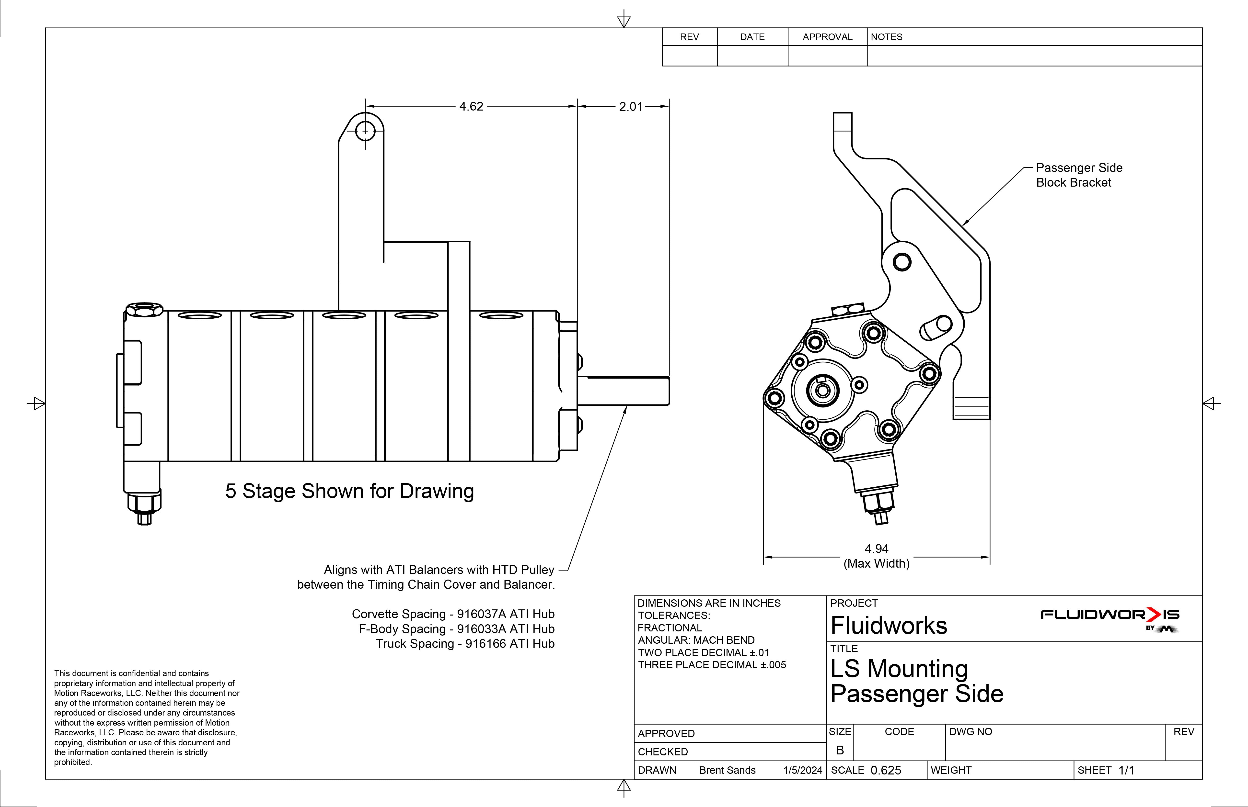 FluidWorks LS Wet Sump & Dry Sump Passenger Side Mounting Bracket - Compatible with Chevy, GMC, Cadillac LS Engines - Perfect for Engine Swaps & Performance Upgrades
