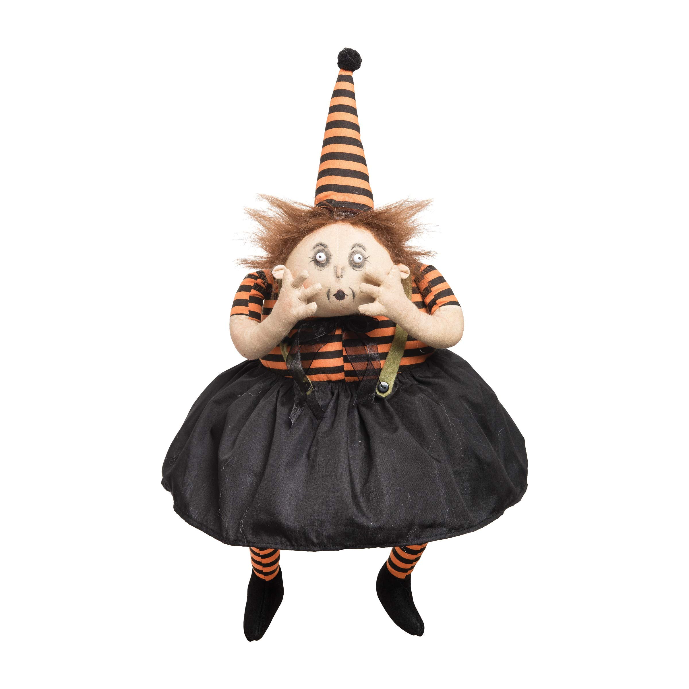 GALLERIE II Halloween Queenie Spooky Girl Folk Art Doll Collectible - Joe Spencer Gathered Traditions Figurine for Home Decor, Living Room, End Table & Fireplace Mantle (Black & Orange) - Perfect for Halloween Party Decorations & Gothic Home Accents