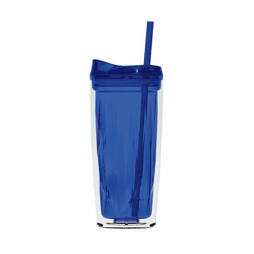 Simply Green Solutions 16oz Gemstone Double Wall Acrylic Travel Tumbler - Insulated Hot & Cold Cup - Leakproof Blue Water Bottle for Office, Gym, Hiking, and Car Commute