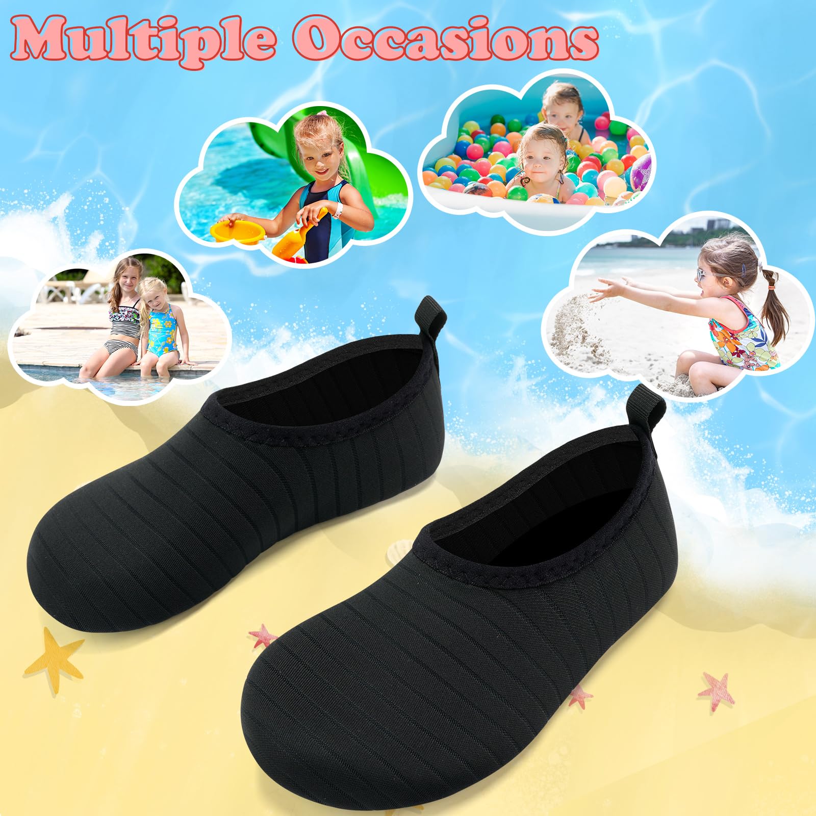 Deevike Kids Water Shoes for Boys & Girls - Quick Dry Barefoot Aqua Socks for Beach, Swimming, Surfing & Outdoor Activities - Perfect for Toddler Sports, Pool Play & Summer Adventures