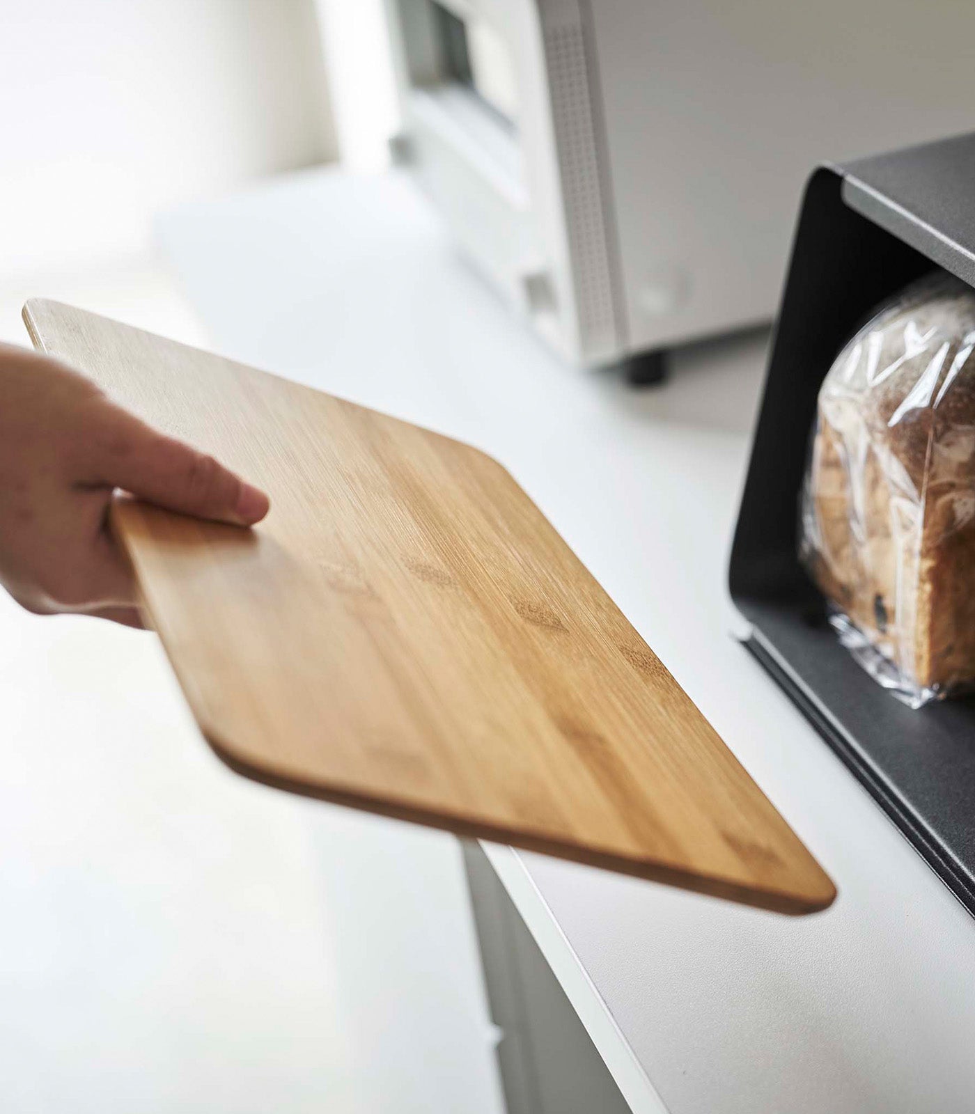 Stainless Steel Bread Box with Wooden Cutting Board Lid - Airtight Food Storage for Kitchen Countertop & Pantry Organization