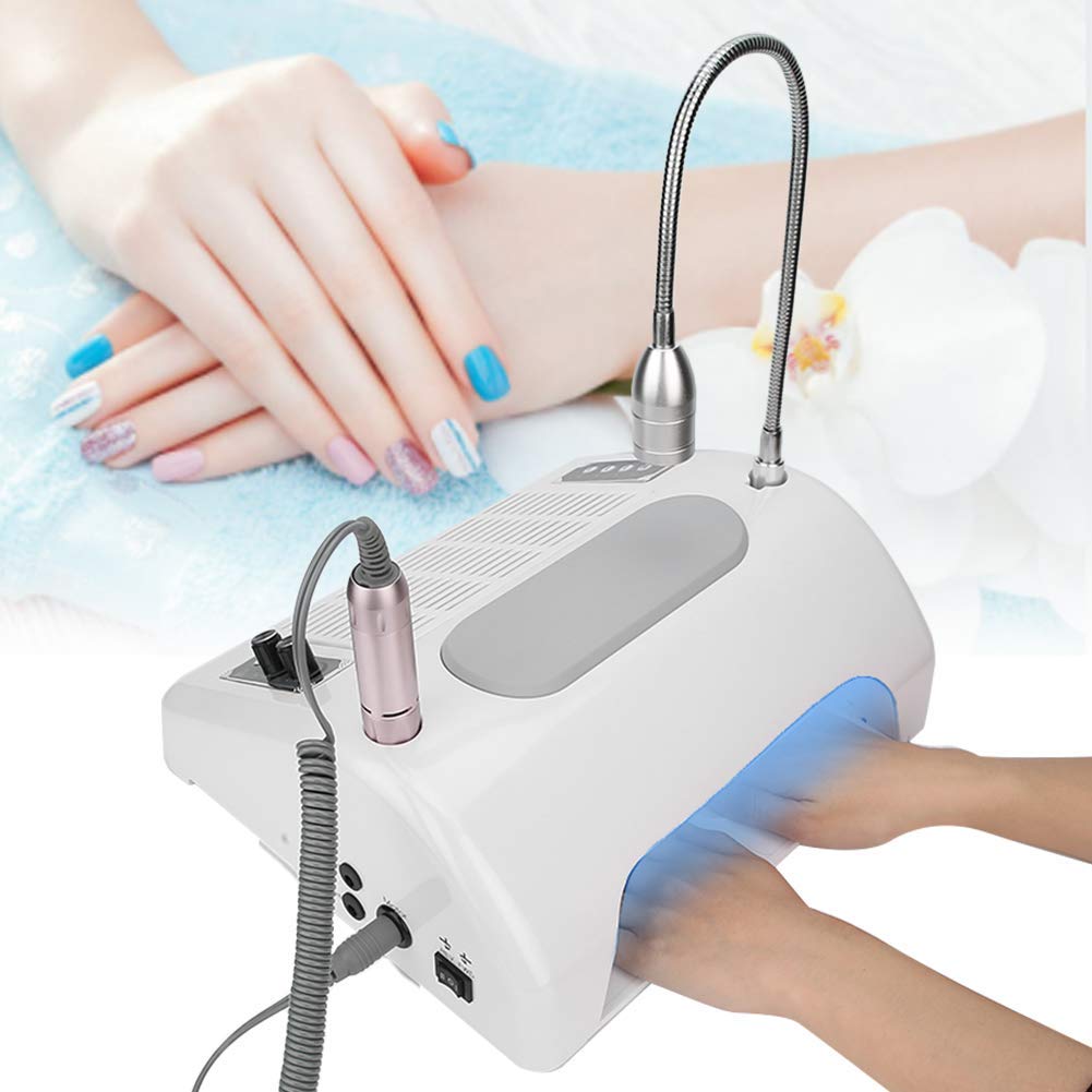 5 in 1 Nail Dust Collector & 30000RPM Grinding Polishing Machine with LED Desk Lamp - Professional Manicure Vacuum Cleaner for Home & Salon Use (US)