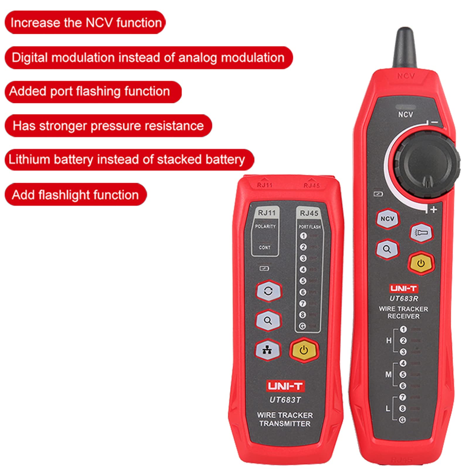 UNI-T UT683KIT RJ11 RJ45 Cable Tester & Wire Tracker Kit - Telephone Line Finder, Network Cable Tester for LAN Maintenance | Ideal for IT Technicians, Network Installations & Home Wiring