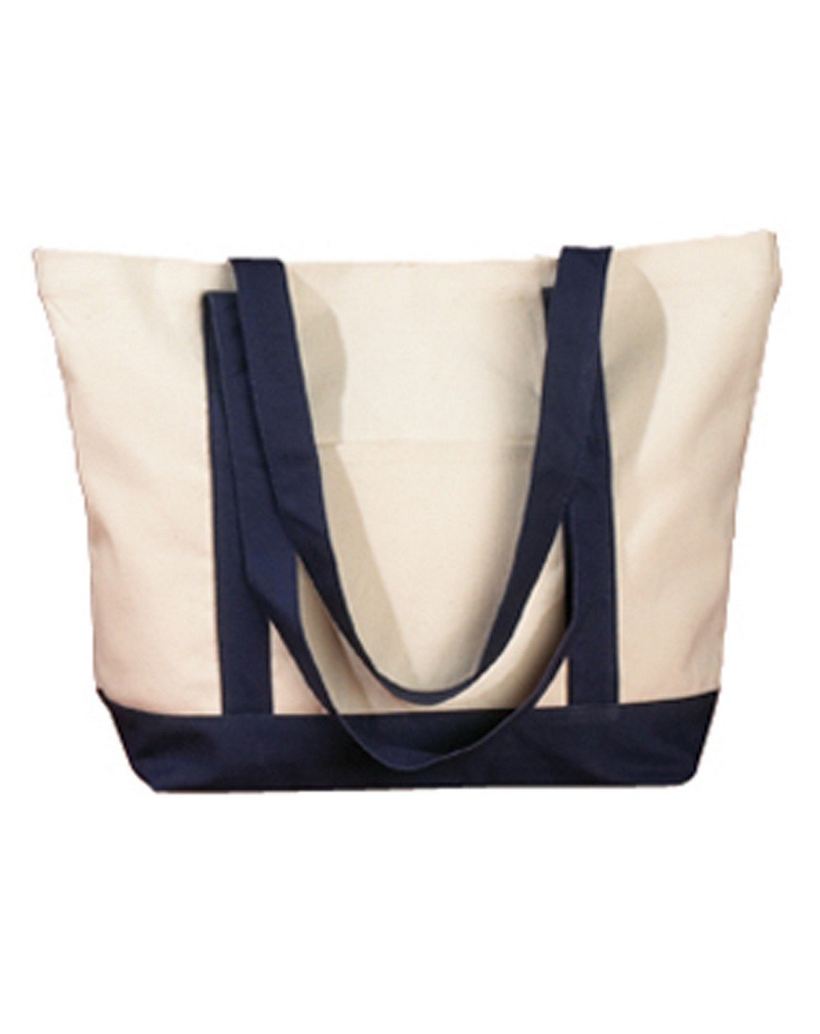 BAGedge 12 oz. Canvas Boat Tote Bag - Oversized Natural/Navy - Perfect for Beach, Picnic, Shopping & Travel