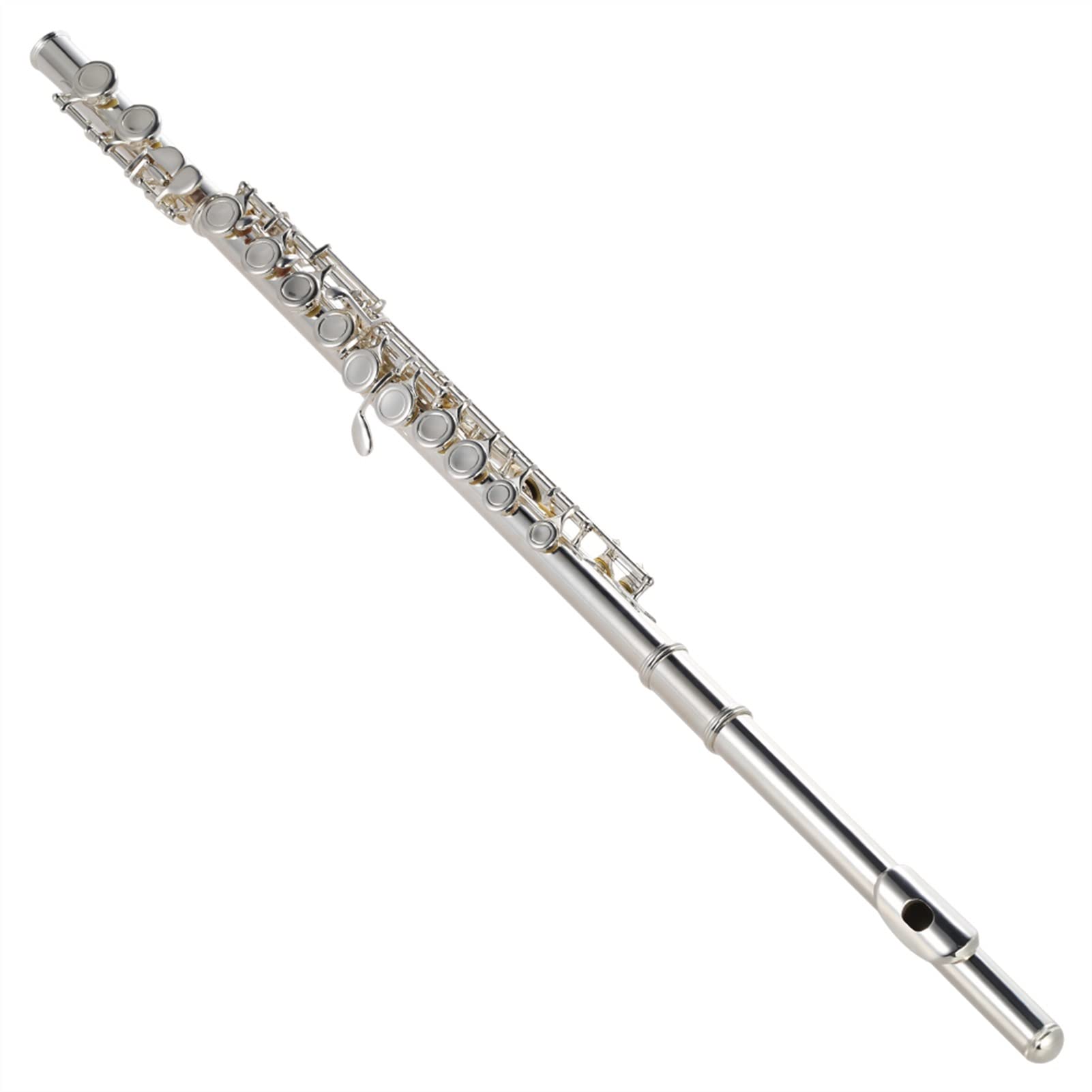 KLKL Silver Plated Cupronickel 16-Hole Closed Hole Concert Flute with Carrying Case - Beginner & Student Wind Instrument for School Band, Music Class & Performance Practice