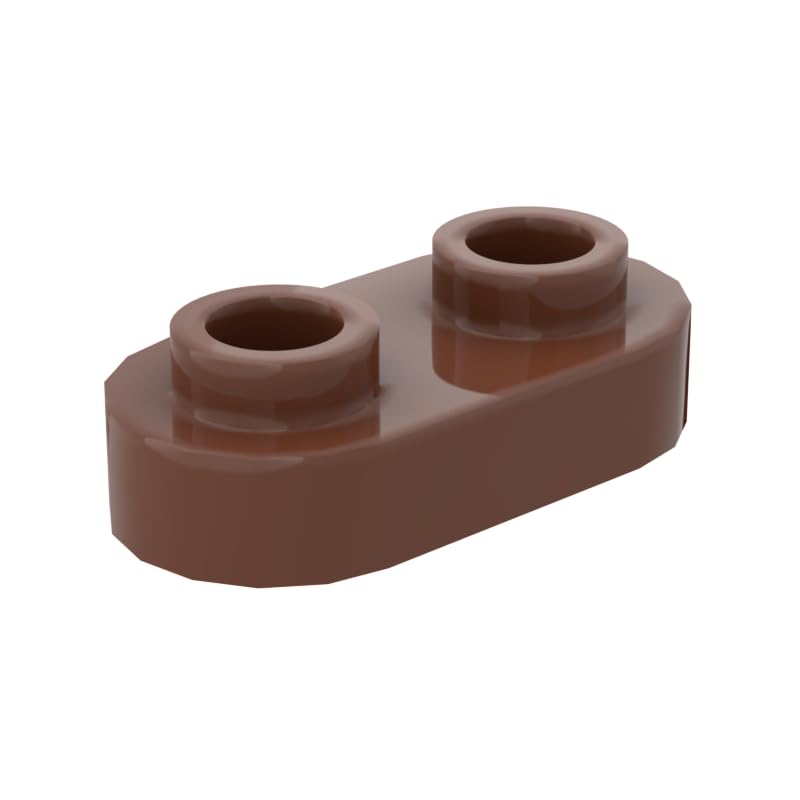 200-Piece Classic Brown Round 1x2 Building Plates with Open Studs - Bulk Lego-Compatible Construction Bricks (35480) for DIY Models, Architecture Projects & Creative Play