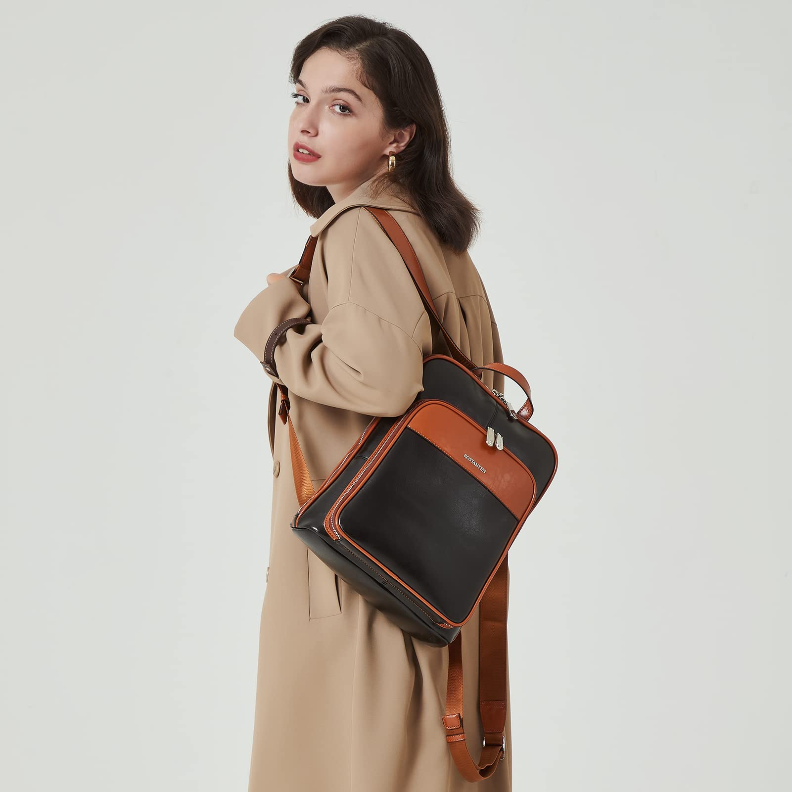 BOSTANTEN Genuine Leather Backpack Purse for Women - Stylish Laptop Backpack, College School Bag, Travel Backpack, Work Commuter & Everyday Use