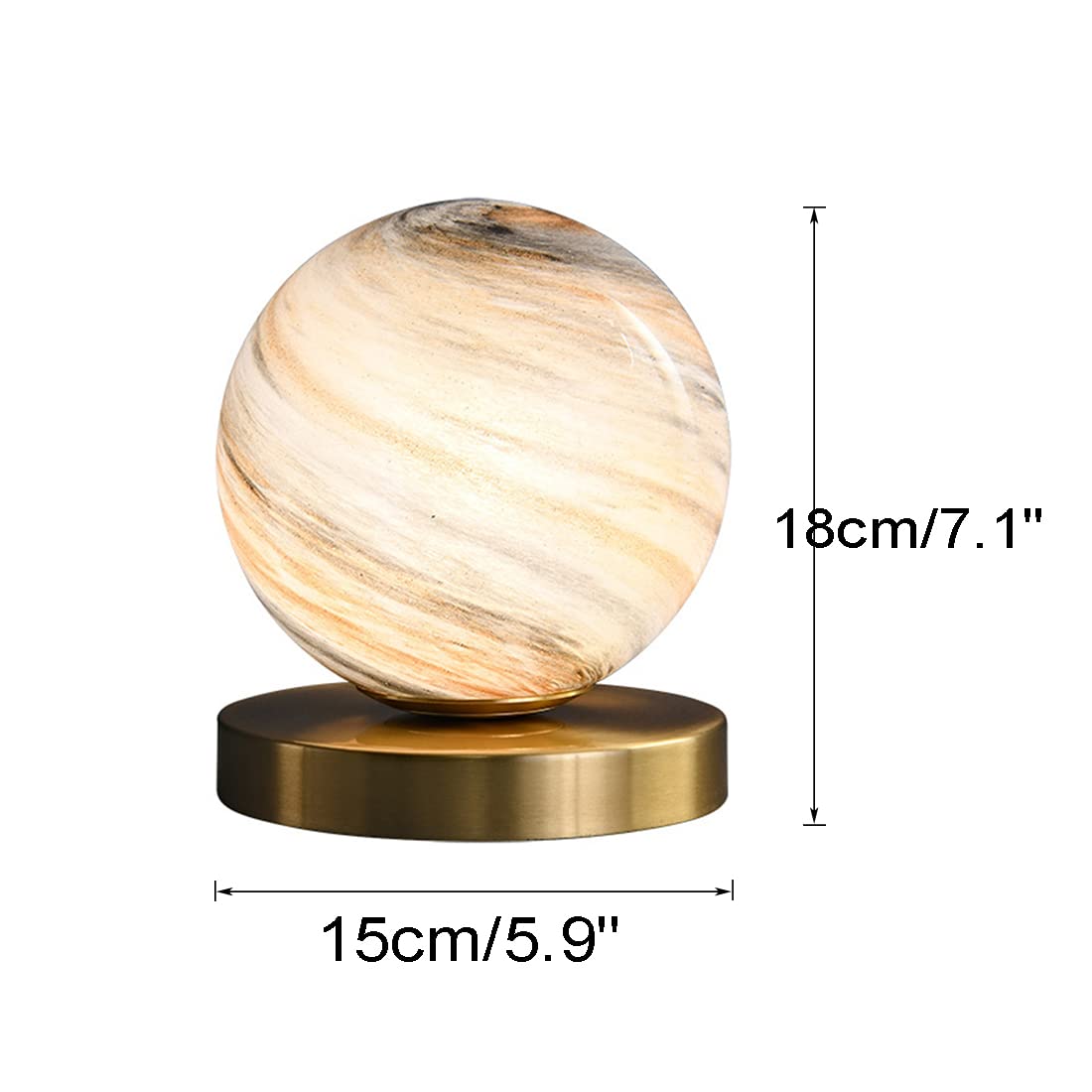 Gold Handblown Glass Globe Table Lamp - Bedside Reading Lamp for Bedroom, Office & Library - Plug-in Desk Light with Moon Shade (Perfect for Nightstands, Workspaces & Cozy Reading Nooks)