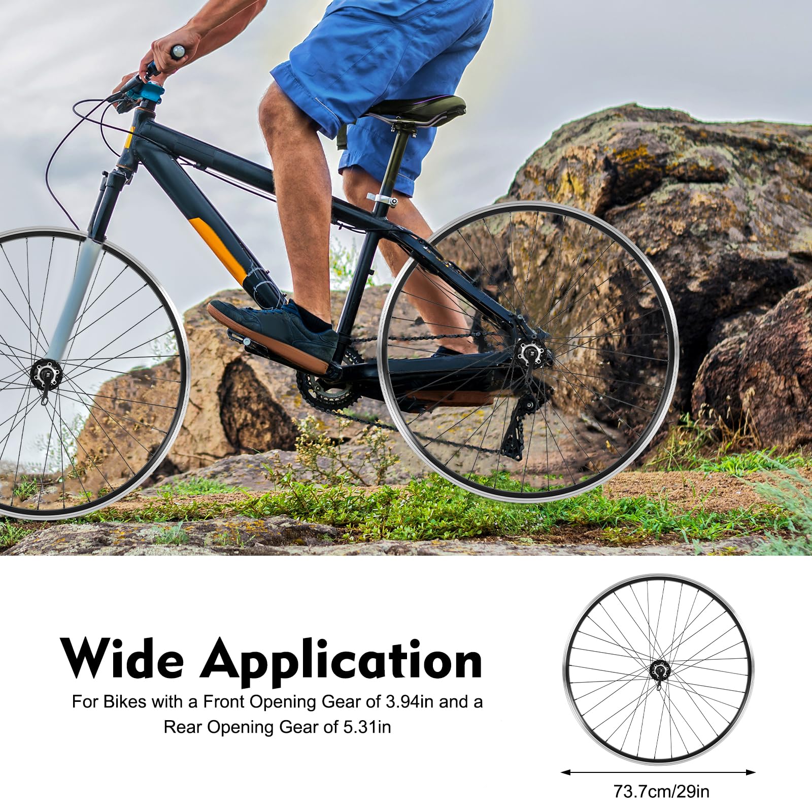 Premium 29 Inch Mountain Bike Wheelset - Lightweight Aluminum Alloy Rim with Disc Brake, Quick Release Front & Rear MTB Wheels for 7-12 Speed Cassette | Perfect for Trail Riding, Mountain Biking & Off-Road Adventures (Black)