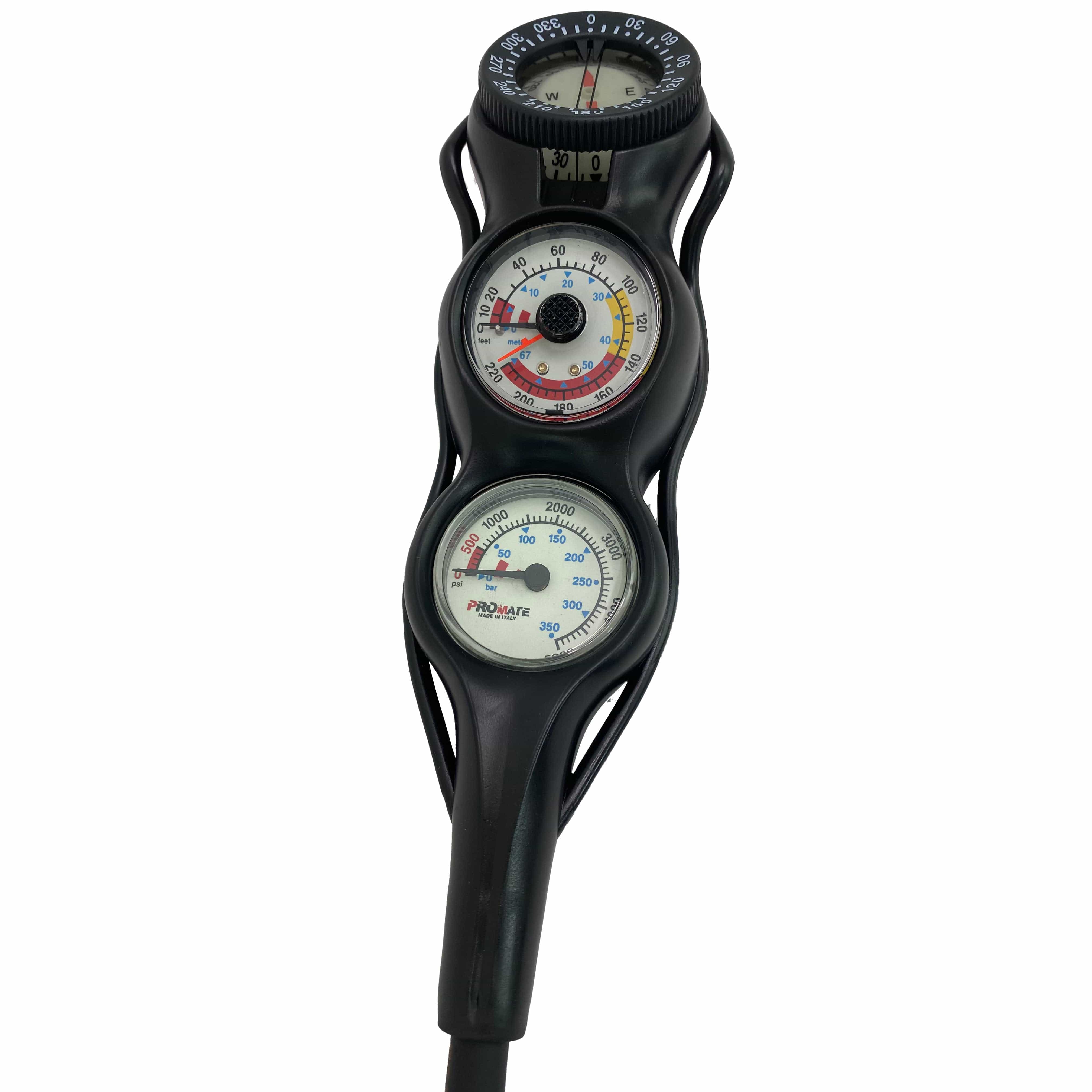 Promate Mini Pressure & Depth Gauge with Compass Gauge Console - Dual Dial Scuba Diving Instrument (MG040) | Perfect for Underwater Exploration & Dive Safety Monitoring