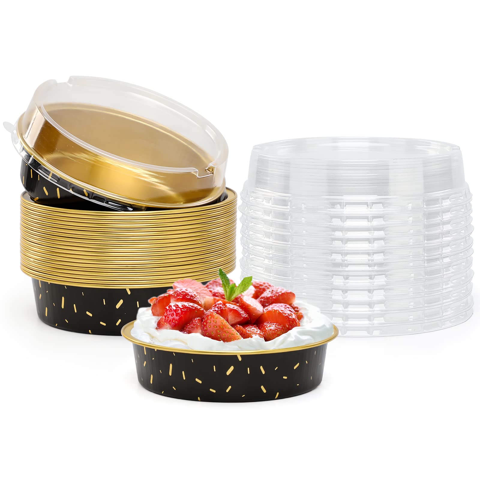 Beasea 20 Pack 4-Inch Round Aluminum Mini Cake Pans - 8 Oz Oven Safe Cupcake & Tart Pans with Lids - Perfect for Baking Mini Pies, Quiche, Pizza & Desserts - Ideal for Home Baking, Parties & Holiday Treats