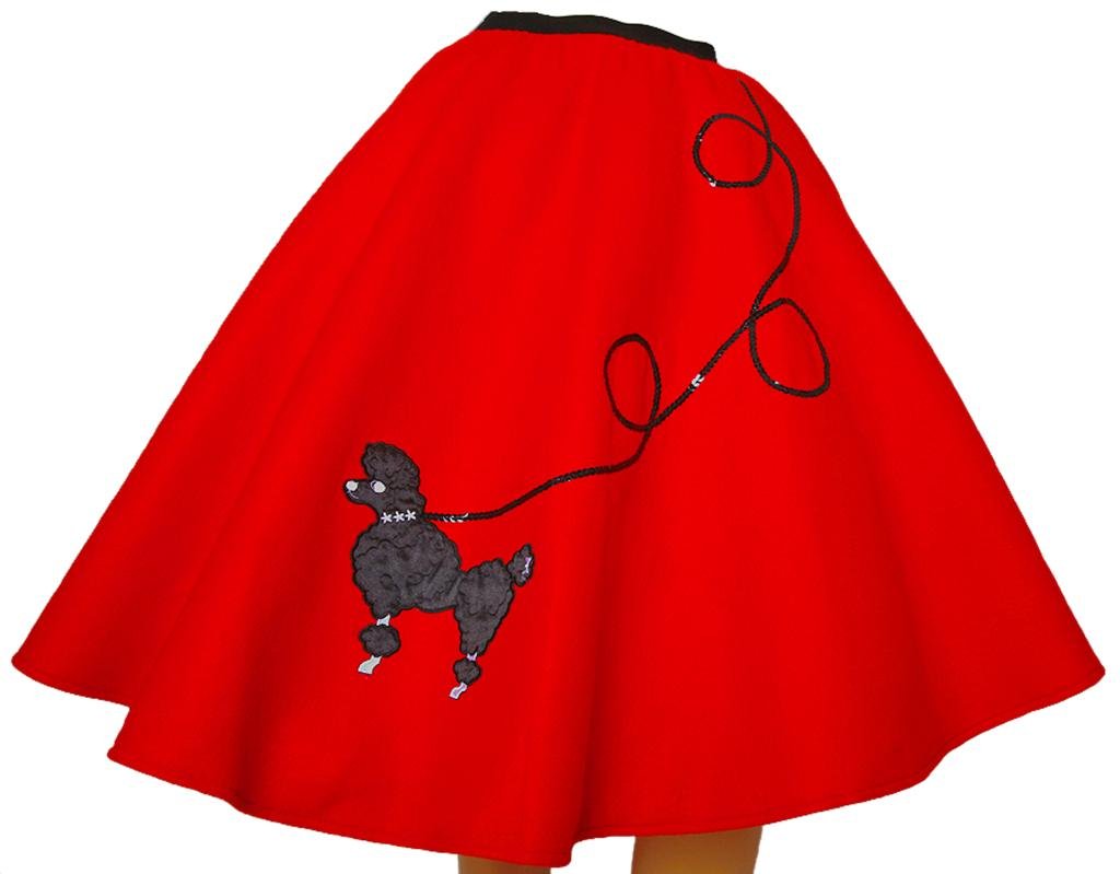 Vintage Red Felt Poodle Skirt for Women - 50s Party & Costume