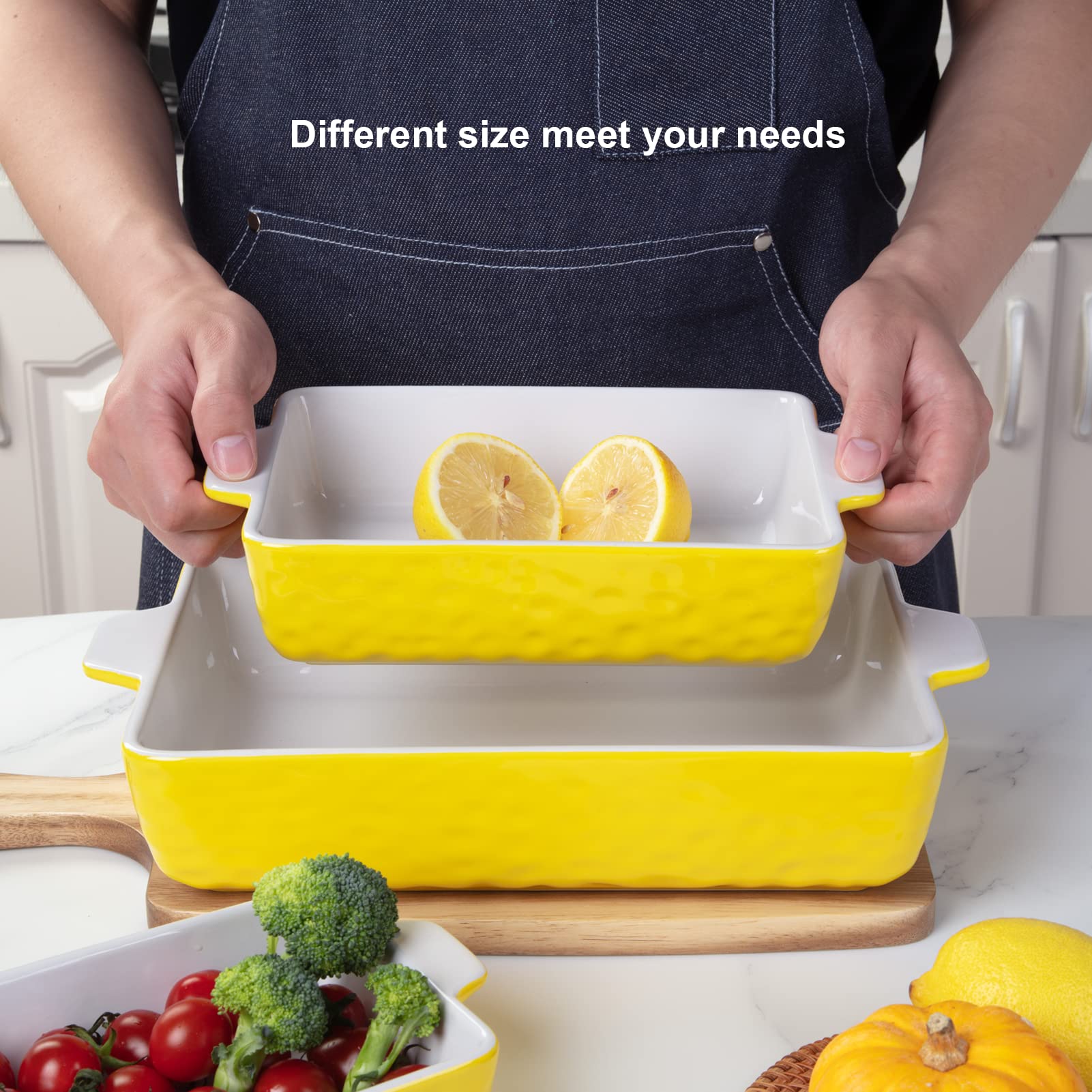 Cibeat 3-Piece Ceramic Bakeware Set - Rectangular Baking Pans for Cake, Lasagna & Casserole (11.7