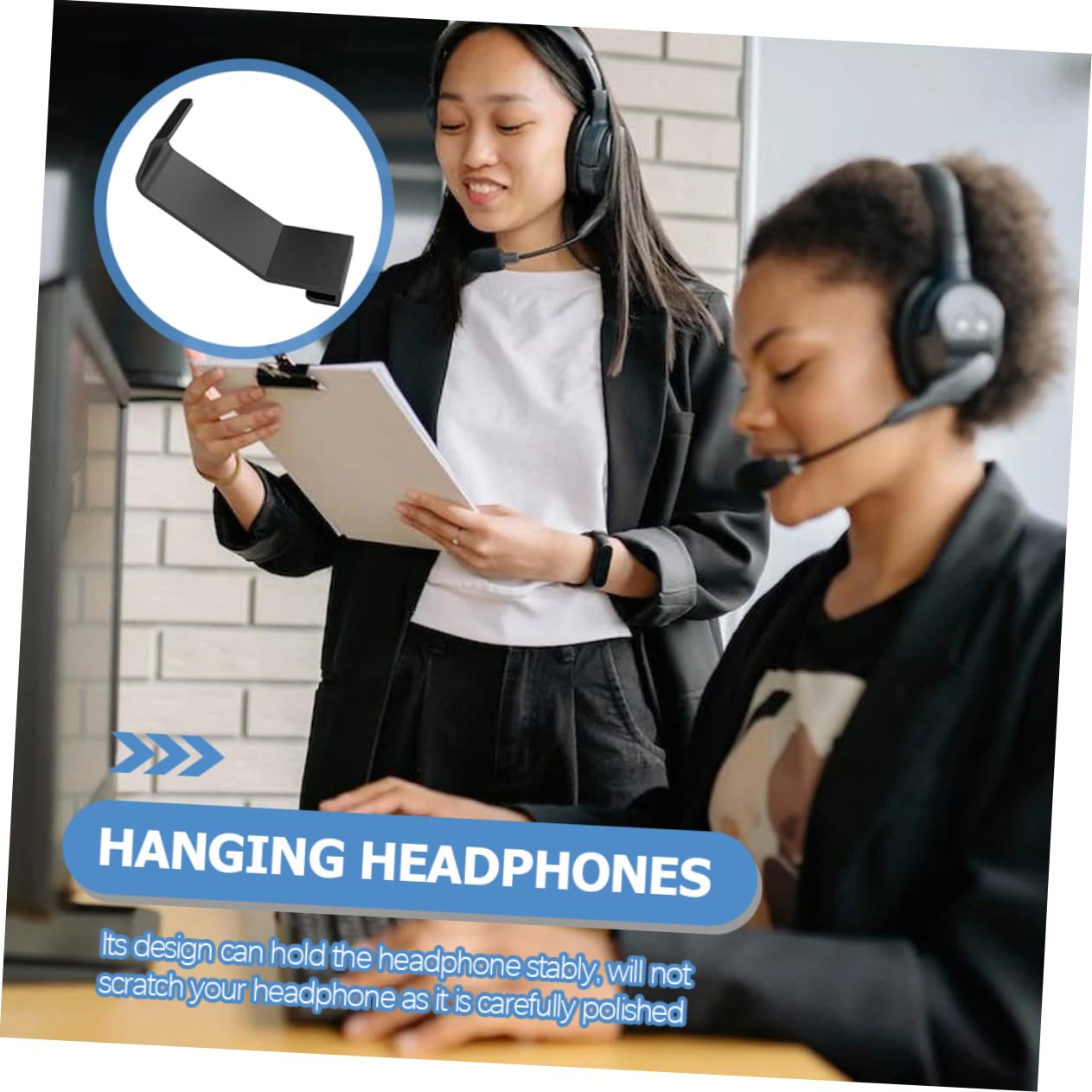 BUGUUYO 3-Piece Wall Mount Headphone Stand Holder - Space-Saving Headset Hanger Rack for Gaming, Office & Home Organization - Easy to Assemble Headphone Storage Solution