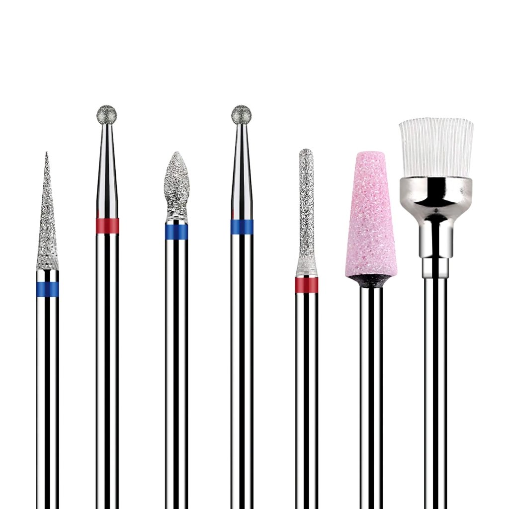 7 Pcs Professional Nail Drill Bits Kit for Acrylic & Gel Nails - Diamond Carbide Ceramic Bits for Manicure Pedicure, Nail Art & Salon Use at Home