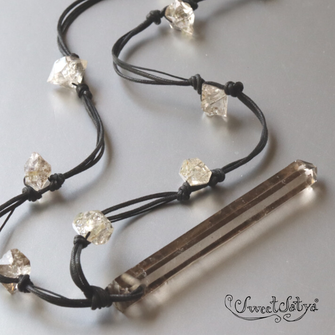 Natural Smoky Quartz Crystal Wand Necklace for Women - Healing Stone Jewelry for Energy Cleansing & Chakra Balancing | Perfect for Meditation, Reiki, and Spiritual Gifts