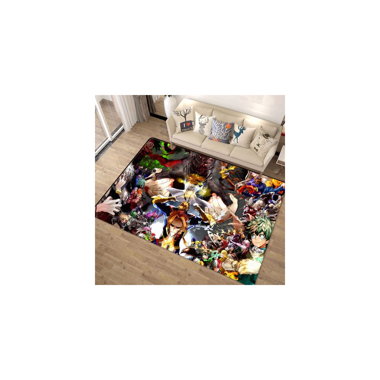 My Hero Academia Soft Contemporary Area Rug - Non-Slip Floor Carpet for Living Room, Bedroom & Dining Room - 80x150cm Anime Decor - Perfect for Anime Fans' Home Decor & Game Room Accessories