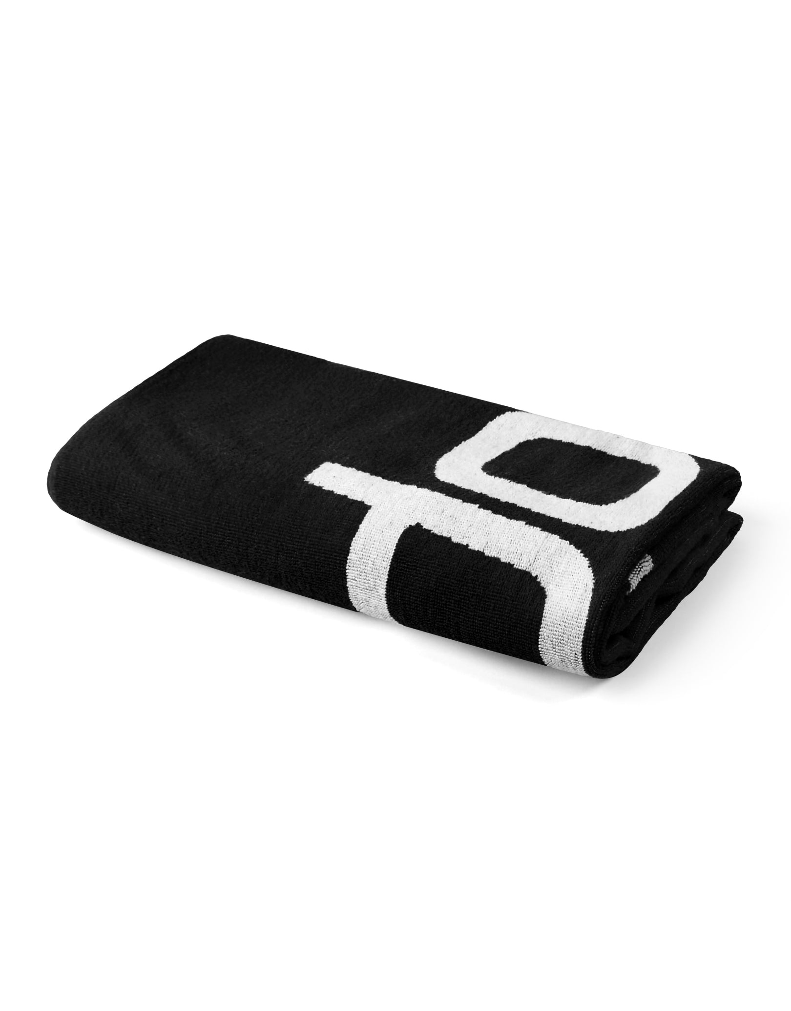 Custom Embroidered Logo Towel - Premium Black & White Cotton Towel for Gym, Spa, Beach & Pool Use