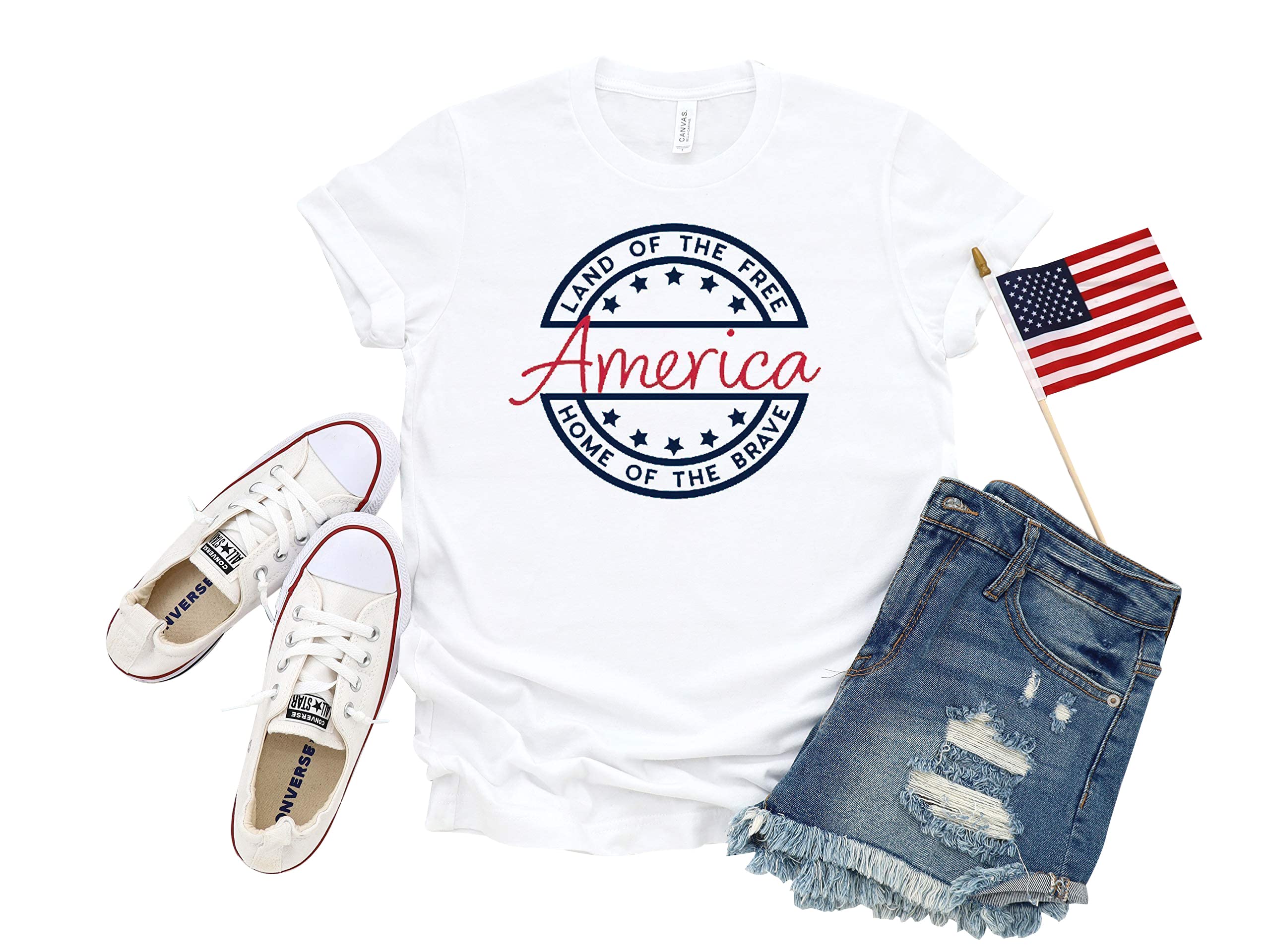 Patriotic American Flag T-Shirt for Women - USA Independence Day 4th of July Tee - Perfect for BBQ Parties, Fireworks & Summer Celebrations
