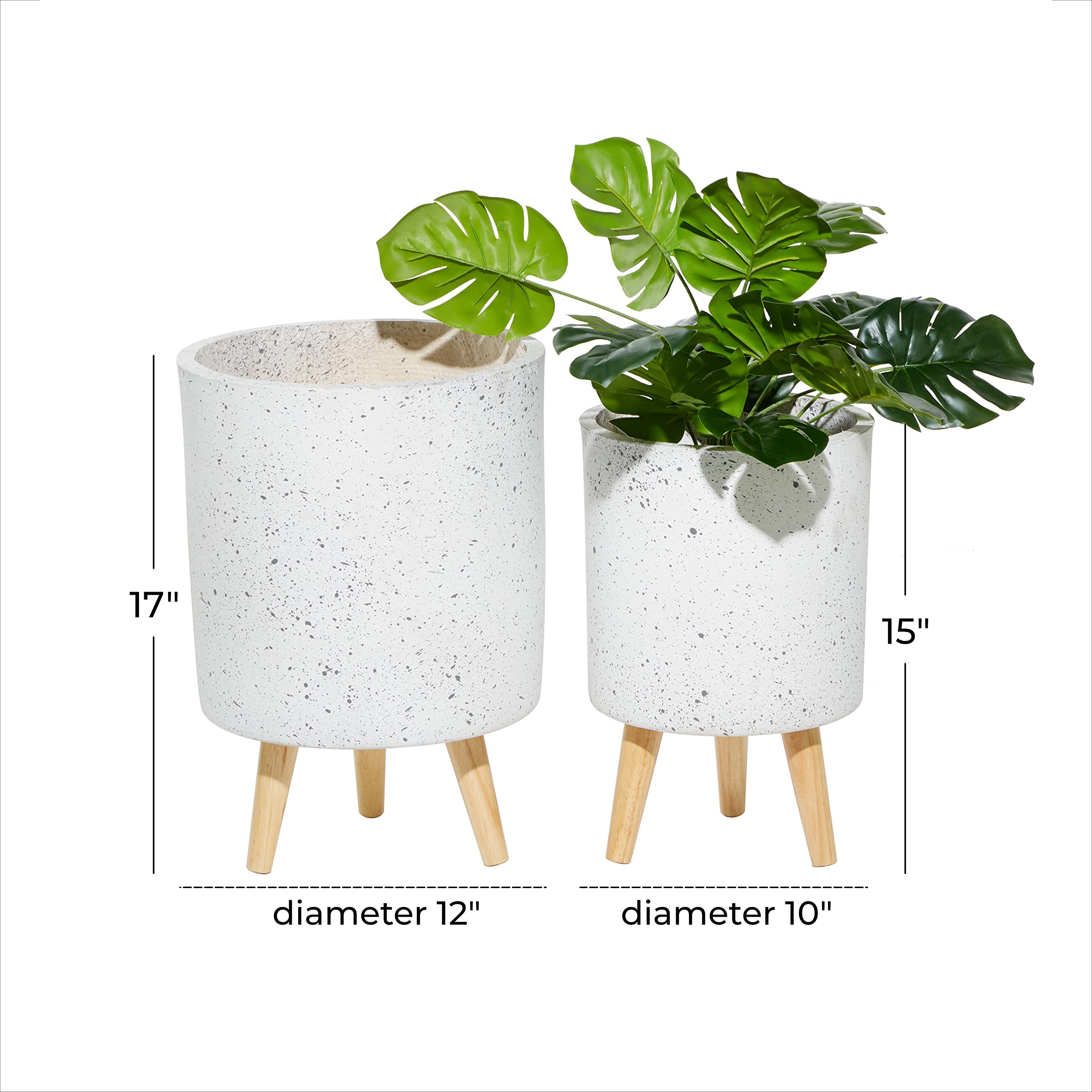 Deco 79 Modern White Magnesium Oxide Round Planters - Set of 2 (15