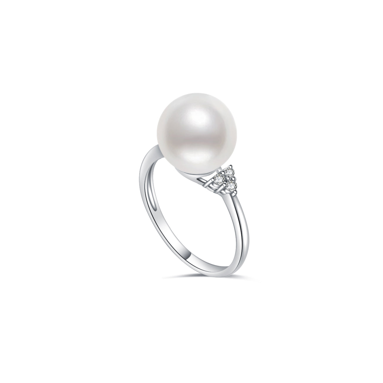 18K Gold Diamond & Australian White South Sea Pearl Ring KR00053 - Elegant Bridal Jewelry, Anniversary Gift for Her, Wedding Engagement Ring