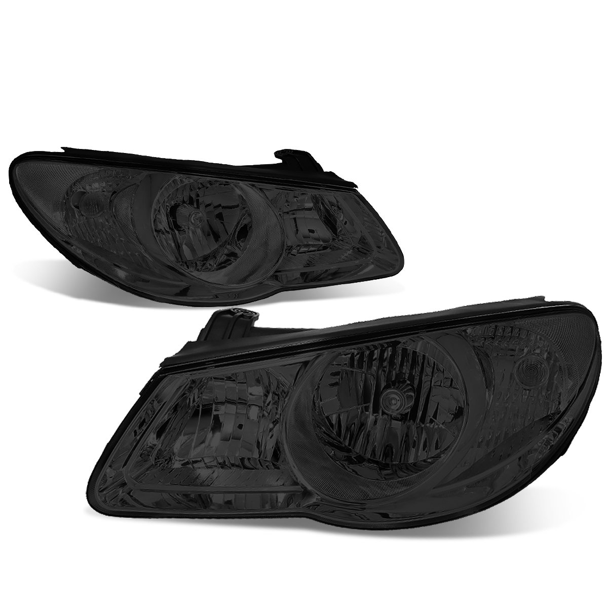 DNA MOTORING HL-OH-050-SM-CL1 Smoked/Clear Headlight Pair - Compatible with 2007-2009 Hyundai Elantra | Replacement Headlights for Improved Night Visibility & Style Upgrade