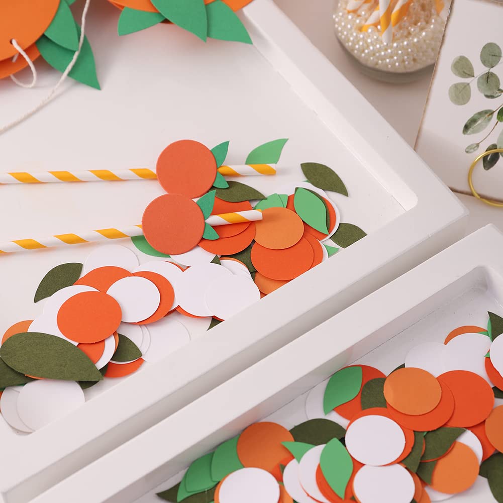 Eco-Friendly Orange Striped Paper Straws - Biodegradable Disposable Drinking Straws (15-Pack) | Perfect for Baby Showers, Birthday Parties & Sustainable Events | Little Cutie Themed Decorations